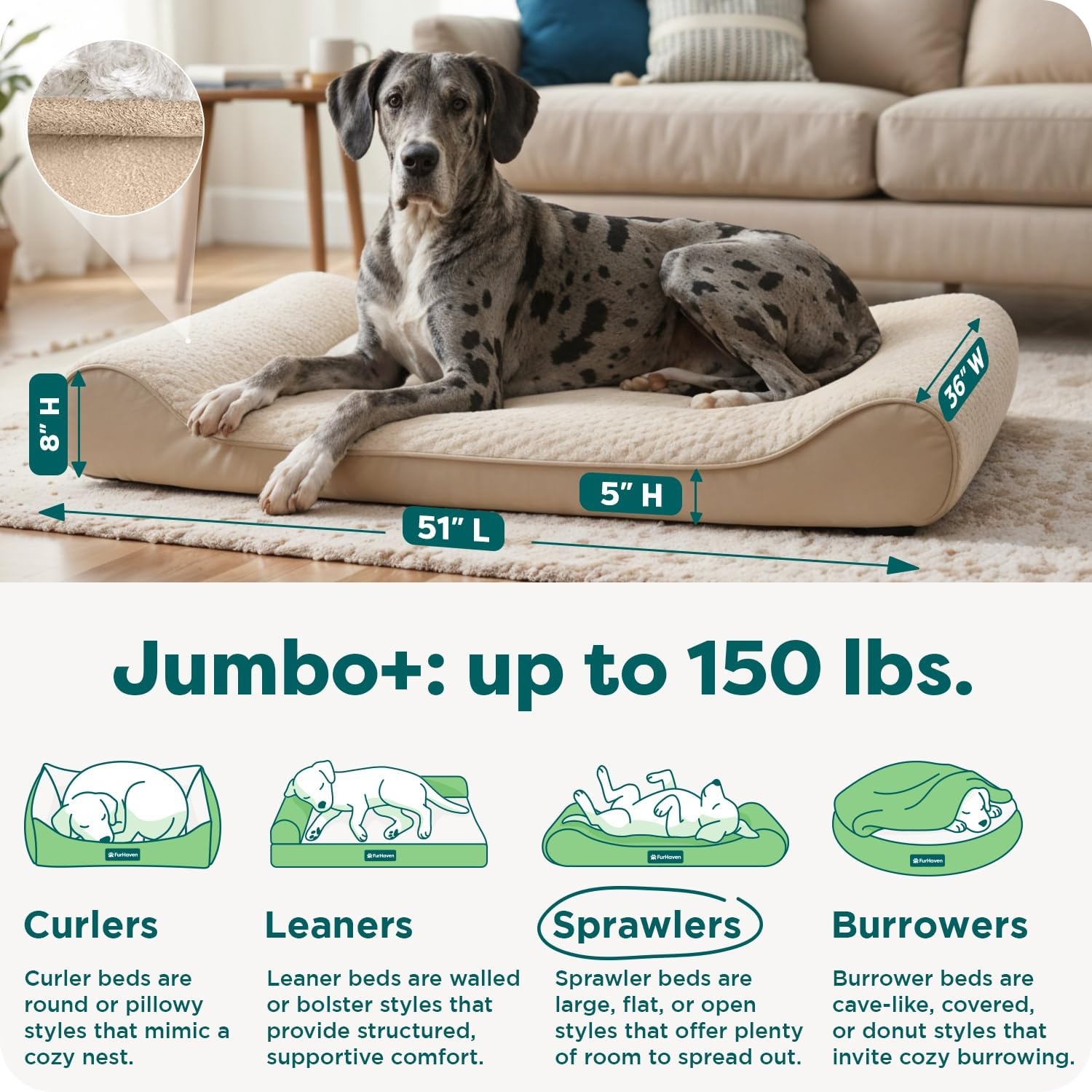 image:imageFurhaven Orthopedic Dog Bed for Large Dogs w Removable Washable Cover For Dogs Up to 150 lbs Ultra Plush Faux Fur amp Suede Luxe Lounger Contour Mattress Gray Jumbo PlusXXLCream