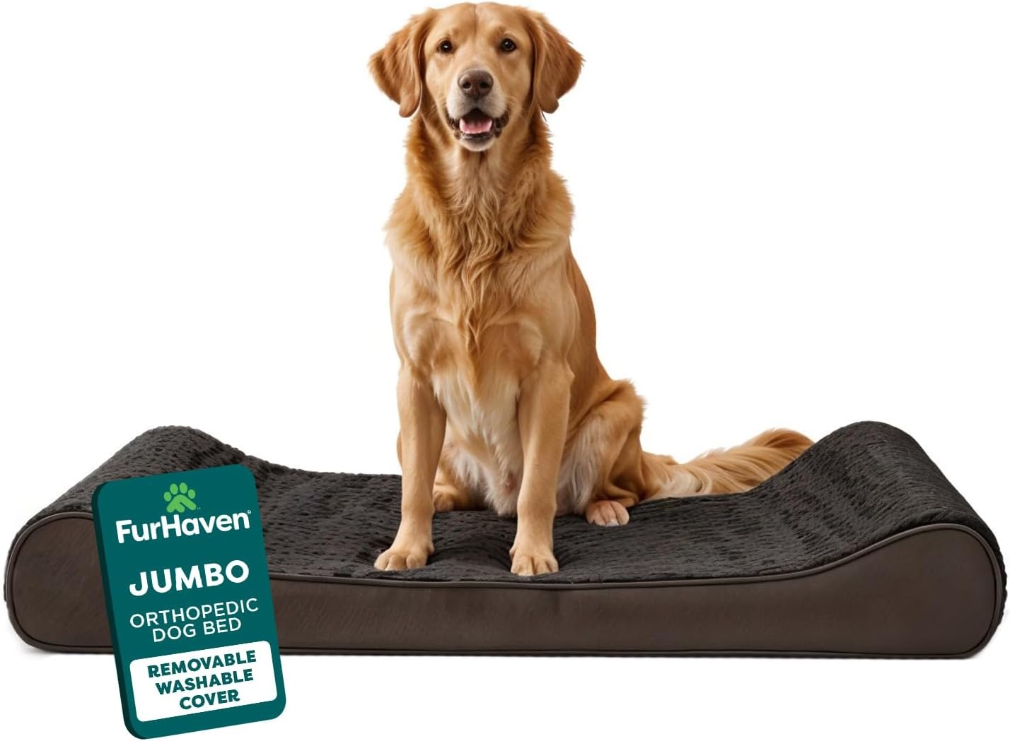 image:imageFurhaven Orthopedic Dog Bed for Large Dogs w Removable Washable Cover For Dogs Up to 150 lbs Ultra Plush Faux Fur amp Suede Luxe Lounger Contour Mattress Gray Jumbo PlusXXLChocolate