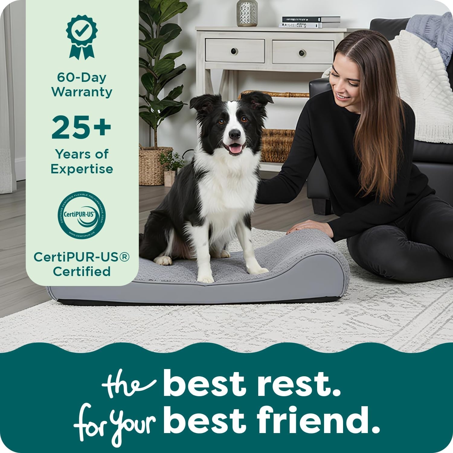 image:imageFurhaven Orthopedic Dog Bed for Large Dogs w Removable Washable Cover For Dogs Up to 150 lbs Ultra Plush Faux Fur amp Suede Luxe Lounger Contour Mattress Gray Jumbo PlusXXLGray
