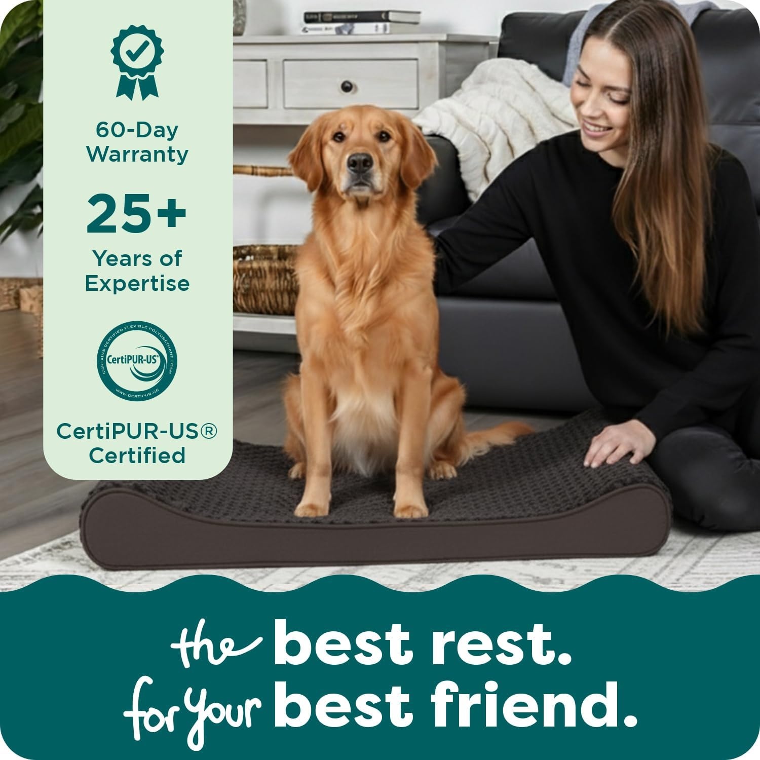 image:imageFurhaven Orthopedic Dog Bed for Large Dogs w Removable Washable Cover For Dogs Up to 150 lbs Ultra Plush Faux Fur amp Suede Luxe Lounger Contour Mattress Gray Jumbo PlusXXLChocolate