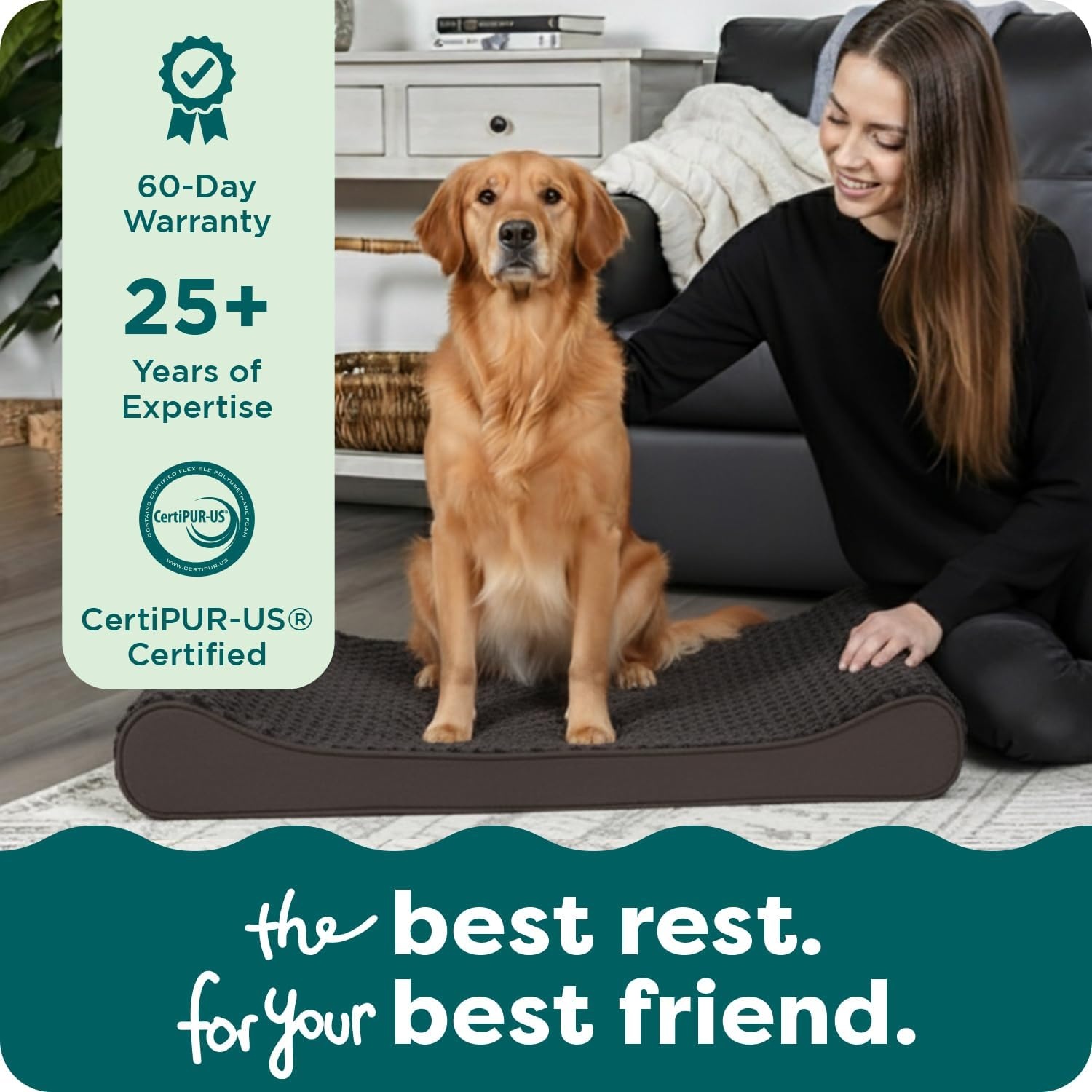 image:imageFurhaven Orthopedic Dog Bed for Large Dogs w Removable Washable Cover For Dogs Up to 150 lbs Ultra Plush Faux Fur amp Suede Luxe Lounger Contour Mattress Gray Jumbo PlusXXLChocolate