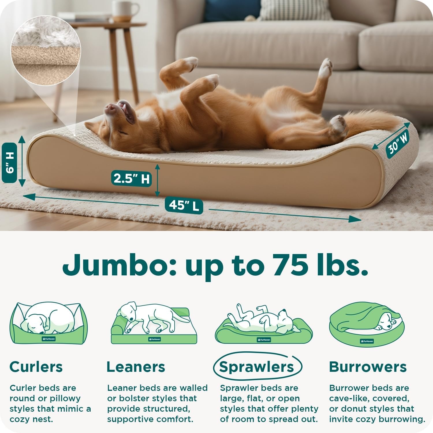 image:imageFurhaven Orthopedic Dog Bed for Large Dogs w Removable Washable Cover For Dogs Up to 150 lbs Ultra Plush Faux Fur amp Suede Luxe Lounger Contour Mattress Gray Jumbo PlusXXLCream