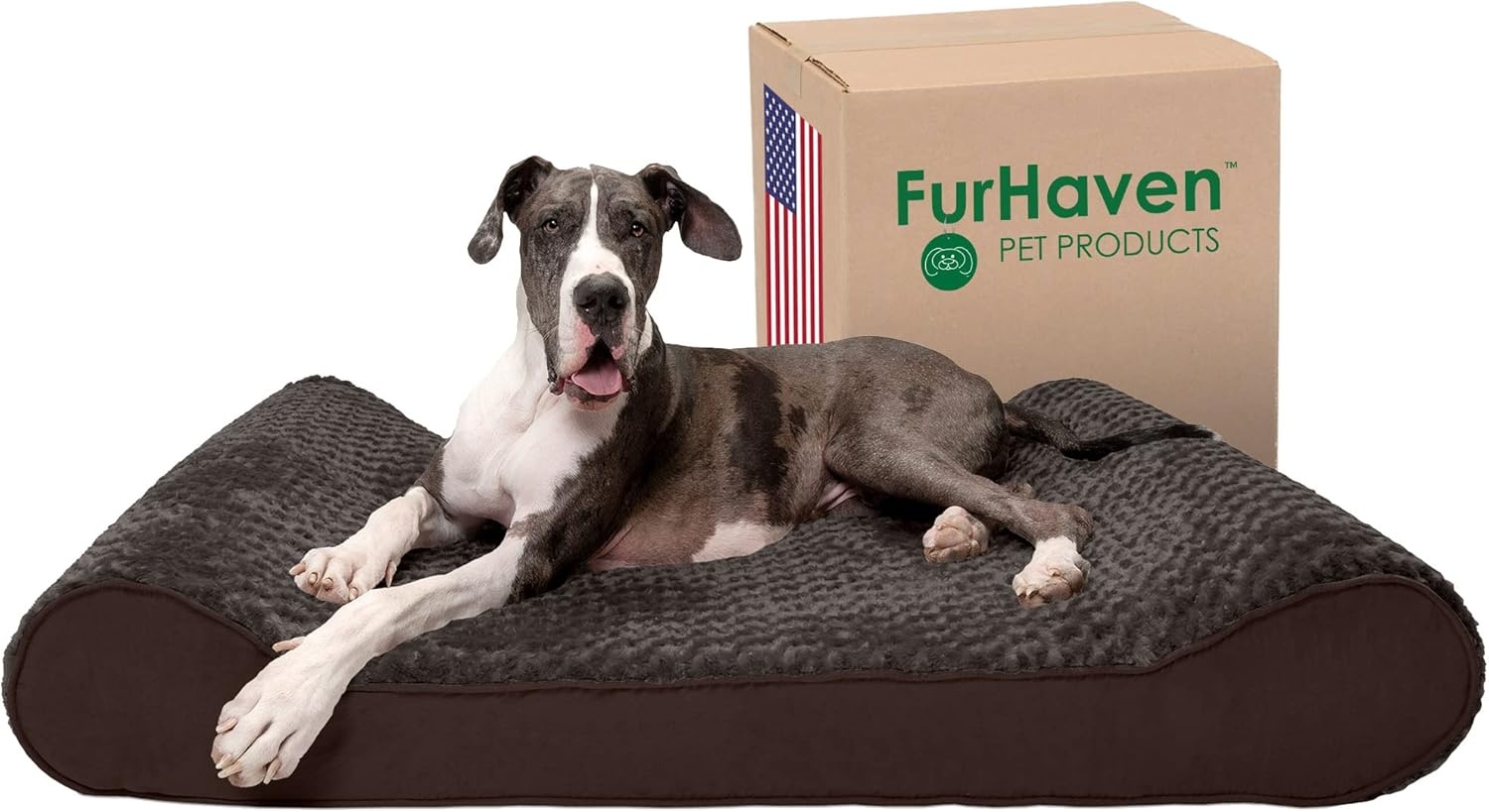 image:imageFurhaven Orthopedic Dog Bed for Large Dogs w Removable Washable Cover For Dogs Up to 150 lbs Ultra Plush Faux Fur amp Suede Luxe Lounger Contour Mattress Gray Jumbo PlusXXLChocolate