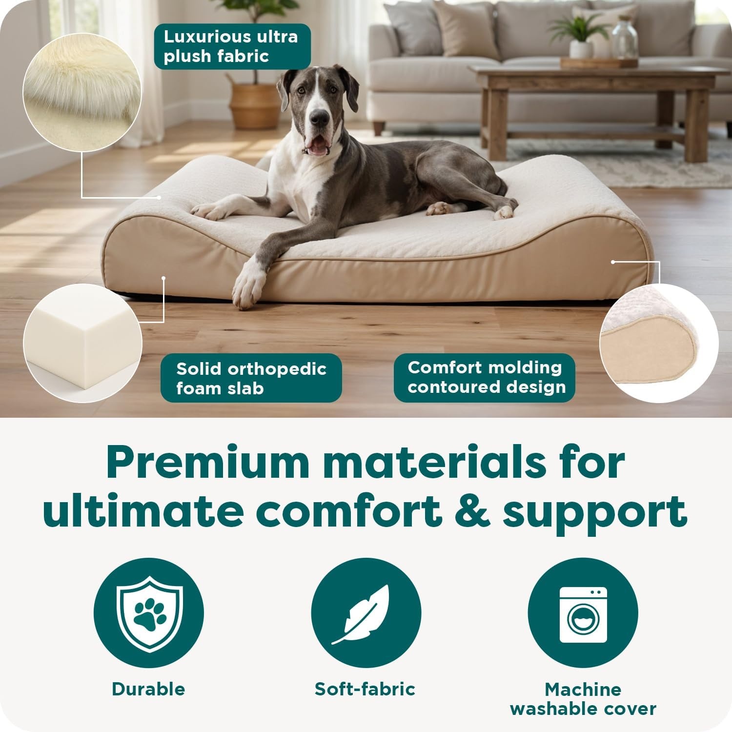 image:imageFurhaven Orthopedic Dog Bed for Large Dogs w Removable Washable Cover For Dogs Up to 150 lbs Ultra Plush Faux Fur amp Suede Luxe Lounger Contour Mattress Gray Jumbo PlusXXLCream