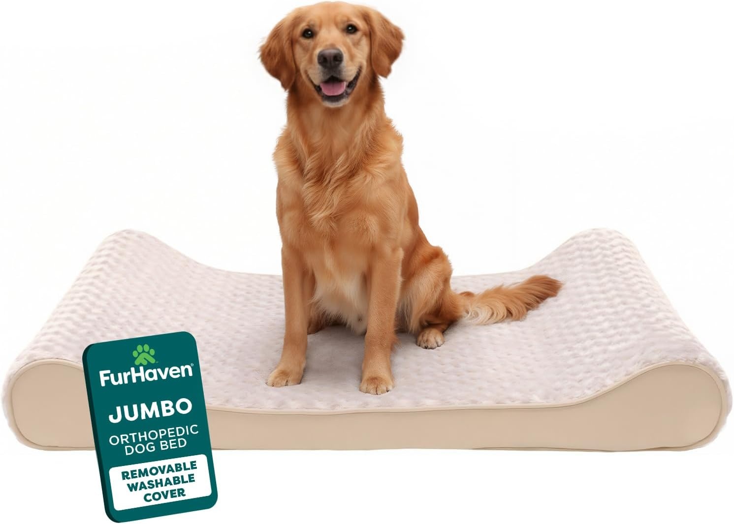 image:imageFurhaven Orthopedic Dog Bed for Large Dogs w Removable Washable Cover For Dogs Up to 150 lbs Ultra Plush Faux Fur amp Suede Luxe Lounger Contour Mattress Gray Jumbo PlusXXLCream