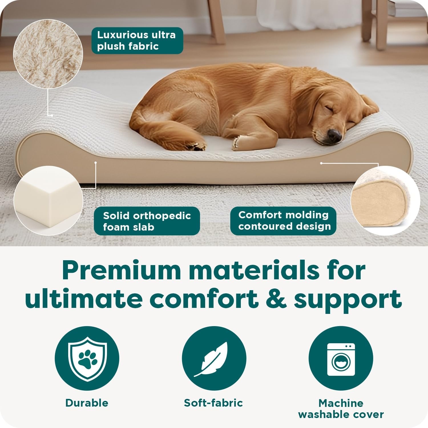 image:imageFurhaven Orthopedic Dog Bed for Large Dogs w Removable Washable Cover For Dogs Up to 150 lbs Ultra Plush Faux Fur amp Suede Luxe Lounger Contour Mattress Gray Jumbo PlusXXLCream