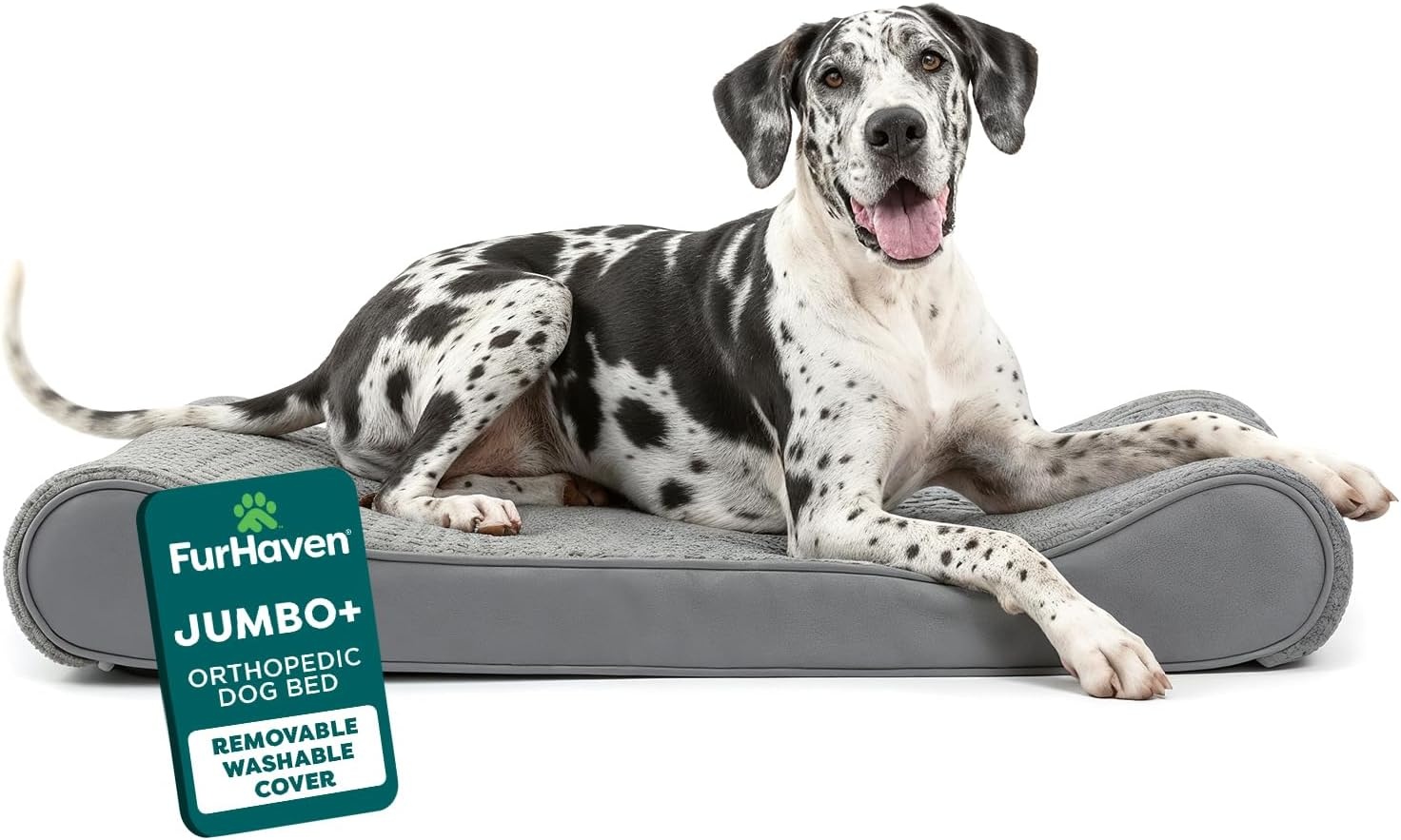image:imageFurhaven Orthopedic Dog Bed for Large Dogs w Removable Washable Cover For Dogs Up to 150 lbs Ultra Plush Faux Fur amp Suede Luxe Lounger Contour Mattress Gray Jumbo PlusXXLGray