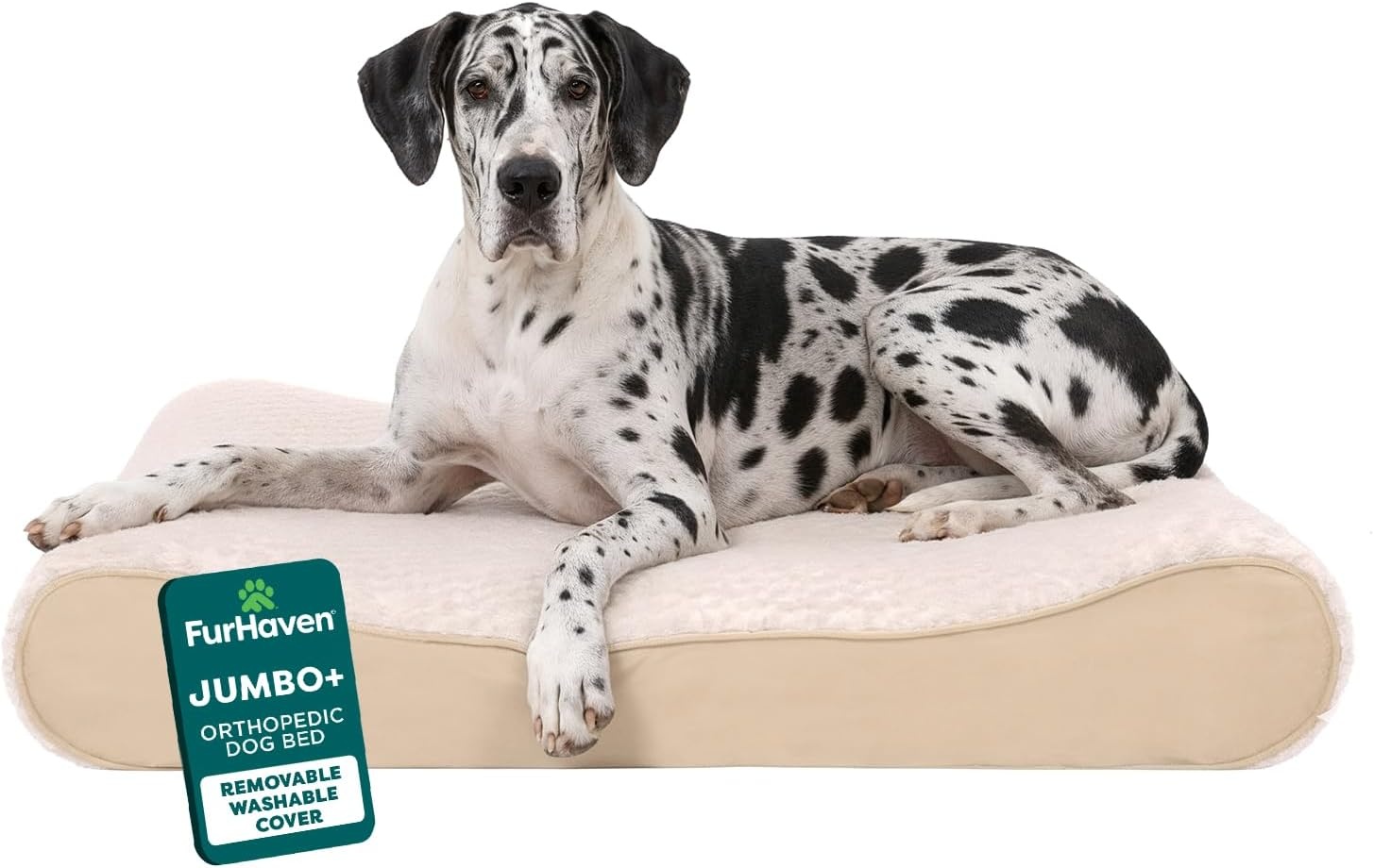 image:imageFurhaven Orthopedic Dog Bed for Large Dogs w Removable Washable Cover For Dogs Up to 150 lbs Ultra Plush Faux Fur amp Suede Luxe Lounger Contour Mattress Gray Jumbo PlusXXLCream