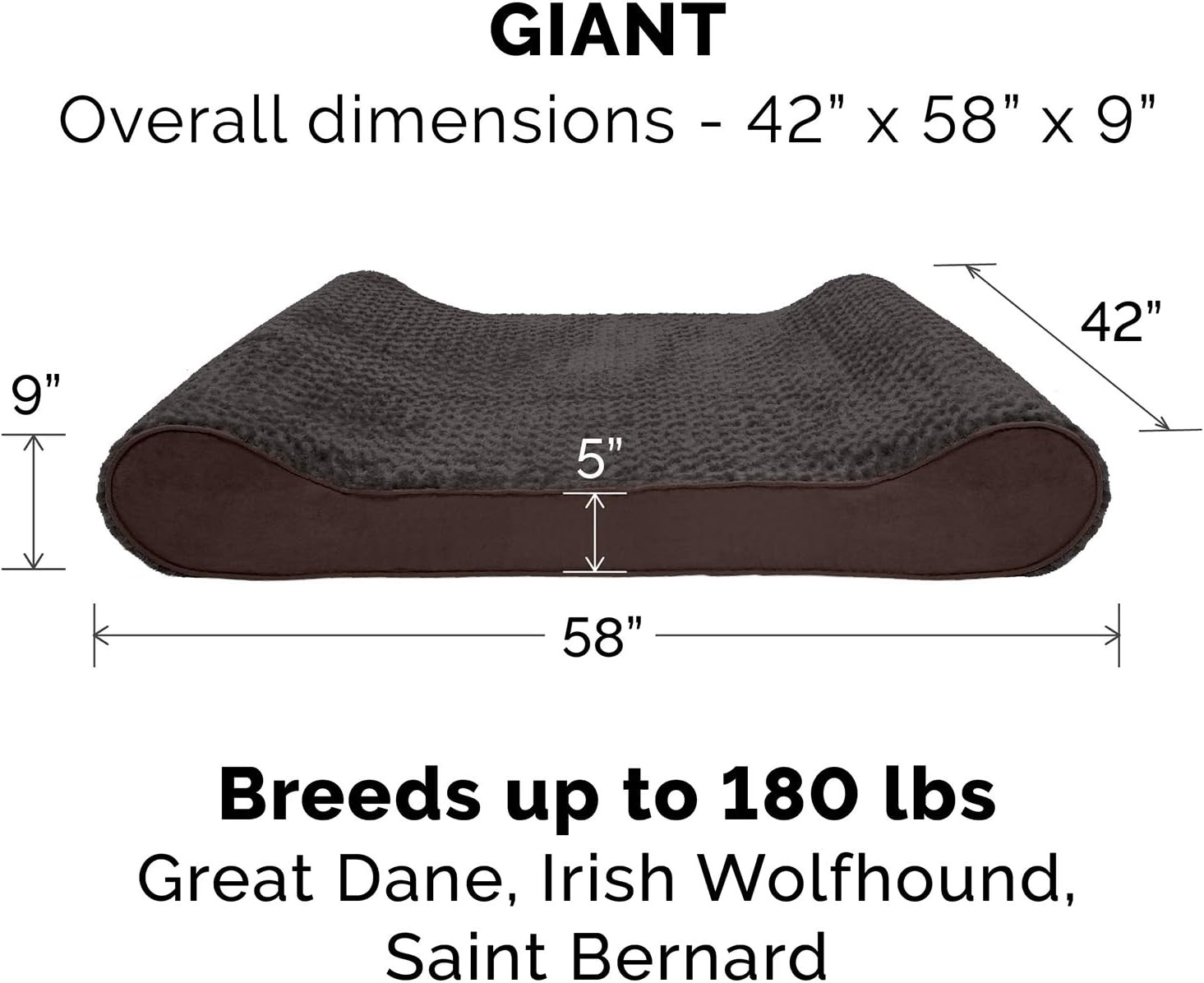 image:imageFurhaven Orthopedic Dog Bed for Large Dogs w Removable Washable Cover For Dogs Up to 150 lbs Ultra Plush Faux Fur amp Suede Luxe Lounger Contour Mattress Gray Jumbo PlusXXLChocolate