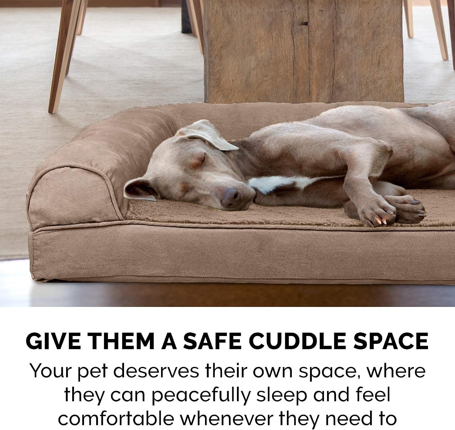 image:imageFurhaven Orthopedic Dog Bed for LargeMedium Dogs w Removable Bolsters amp Washable Cover For Dogs Up to 55 lbs Plush amp Suede Sofa Gray LargeAlmondine
