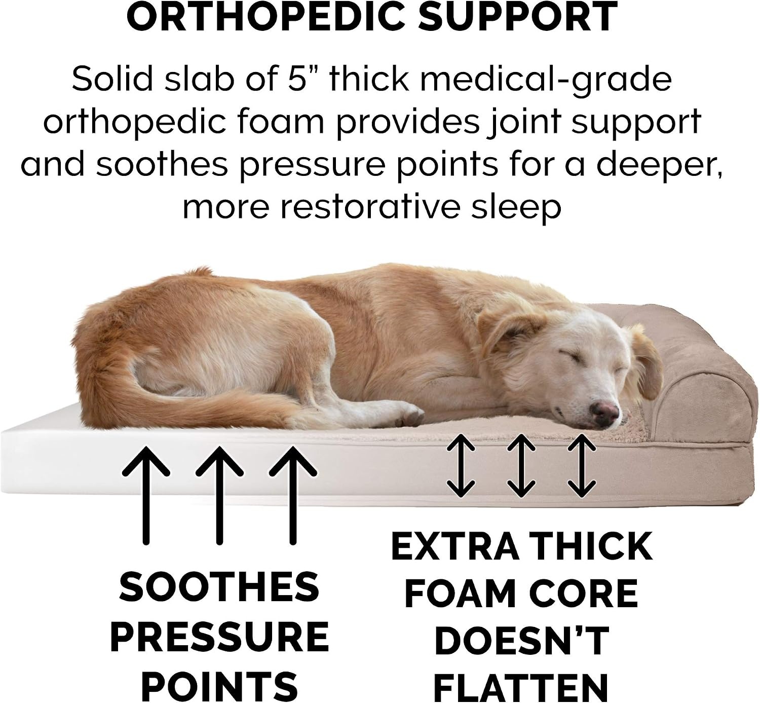image:imageFurhaven Orthopedic Dog Bed for LargeMedium Dogs w Removable Bolsters amp Washable Cover For Dogs Up to 55 lbs Plush amp Suede Sofa Gray LargeAlmondine