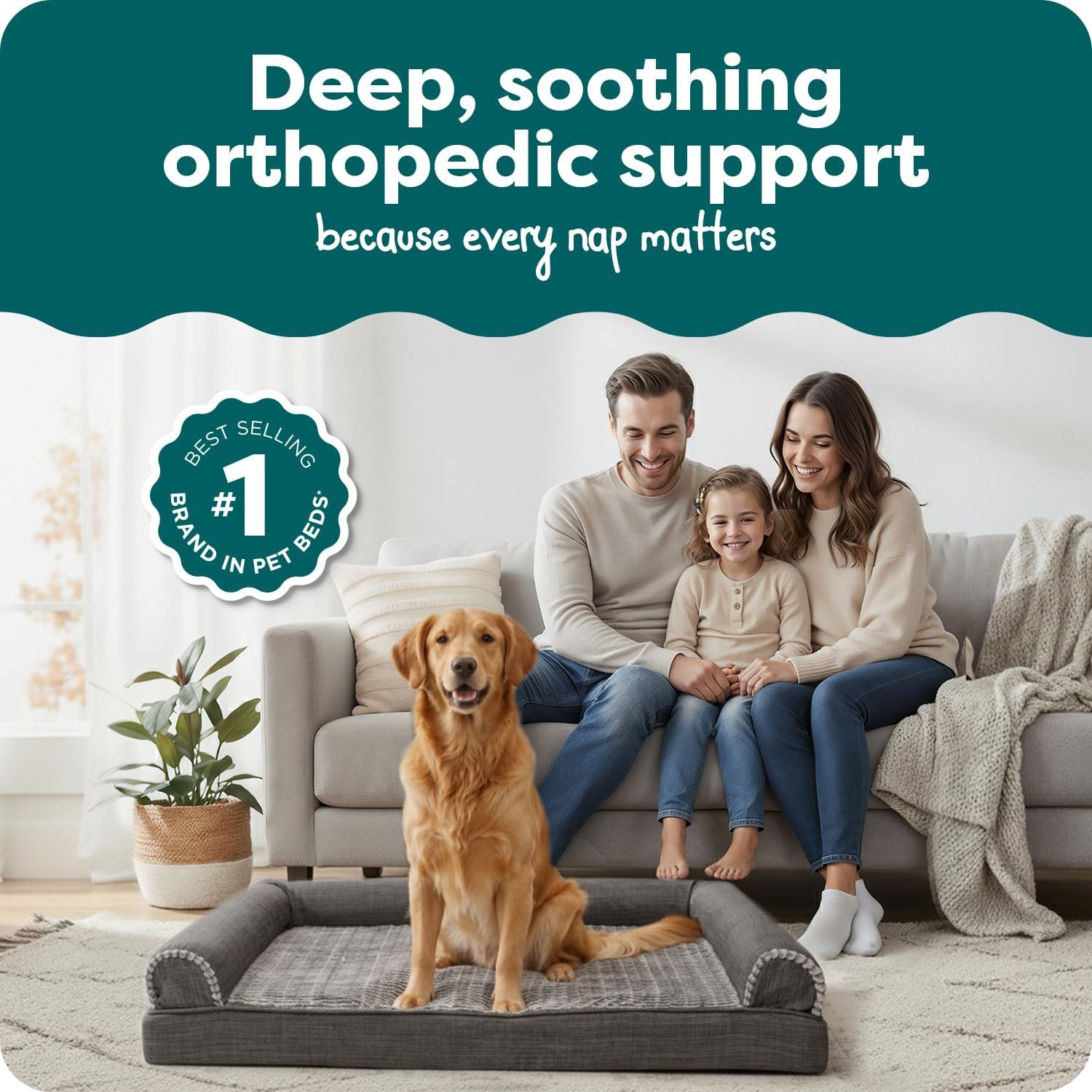 image:imageFurhaven Orthopedic Dog Bed for LargeMedium Dogs w Removable Bolsters amp Washable Cover For Dogs Up to 55 lbs Plush amp Suede Sofa Gray LargeCharcoal