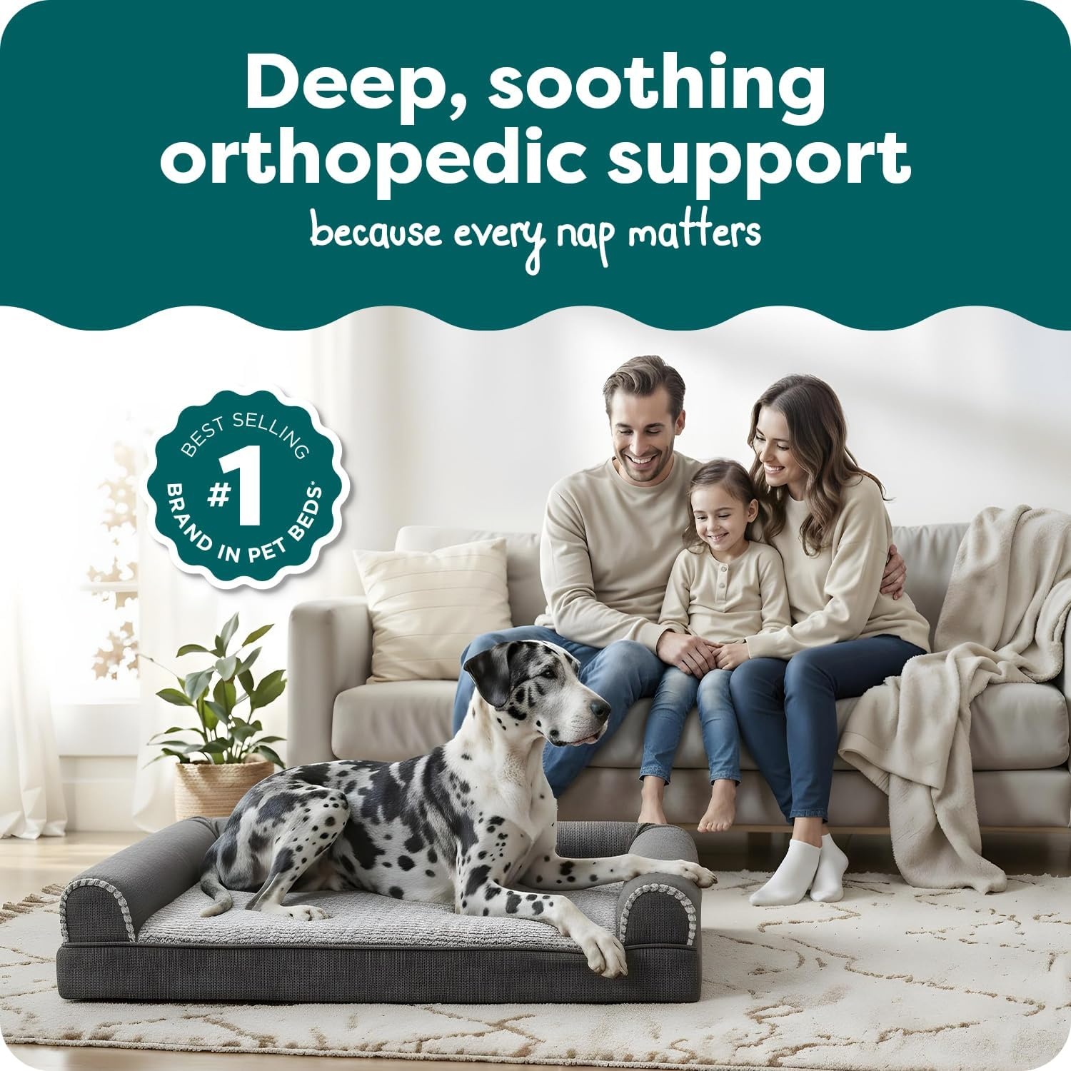 image:imageFurhaven Orthopedic Dog Bed for LargeMedium Dogs w Removable Bolsters amp Washable Cover For Dogs Up to 55 lbs Plush amp Suede Sofa Gray LargeCharcoal