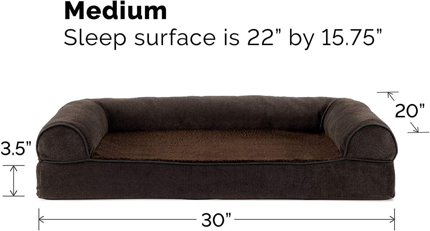 image:imageFurhaven Orthopedic Dog Bed for LargeMedium Dogs w Removable Bolsters amp Washable Cover For Dogs Up to 55 lbs Plush amp Suede Sofa Gray LargeCoffee