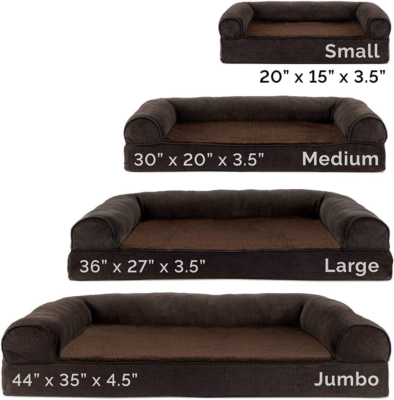 image:imageFurhaven Orthopedic Dog Bed for LargeMedium Dogs w Removable Bolsters amp Washable Cover For Dogs Up to 55 lbs Plush amp Suede Sofa Gray LargeCoffee