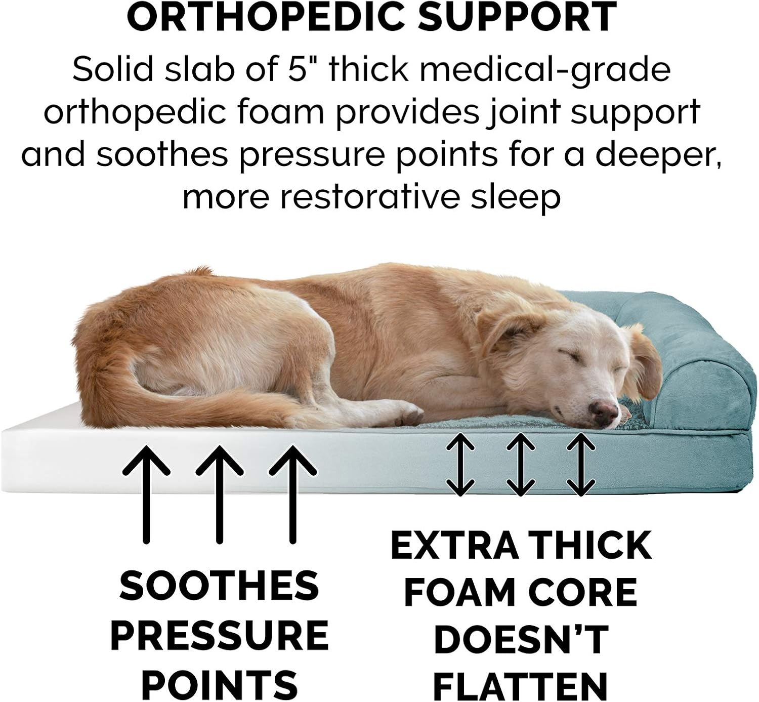 image:imageFurhaven Orthopedic Dog Bed for LargeMedium Dogs w Removable Bolsters amp Washable Cover For Dogs Up to 55 lbs Plush amp Suede Sofa Gray LargeDeep Pool