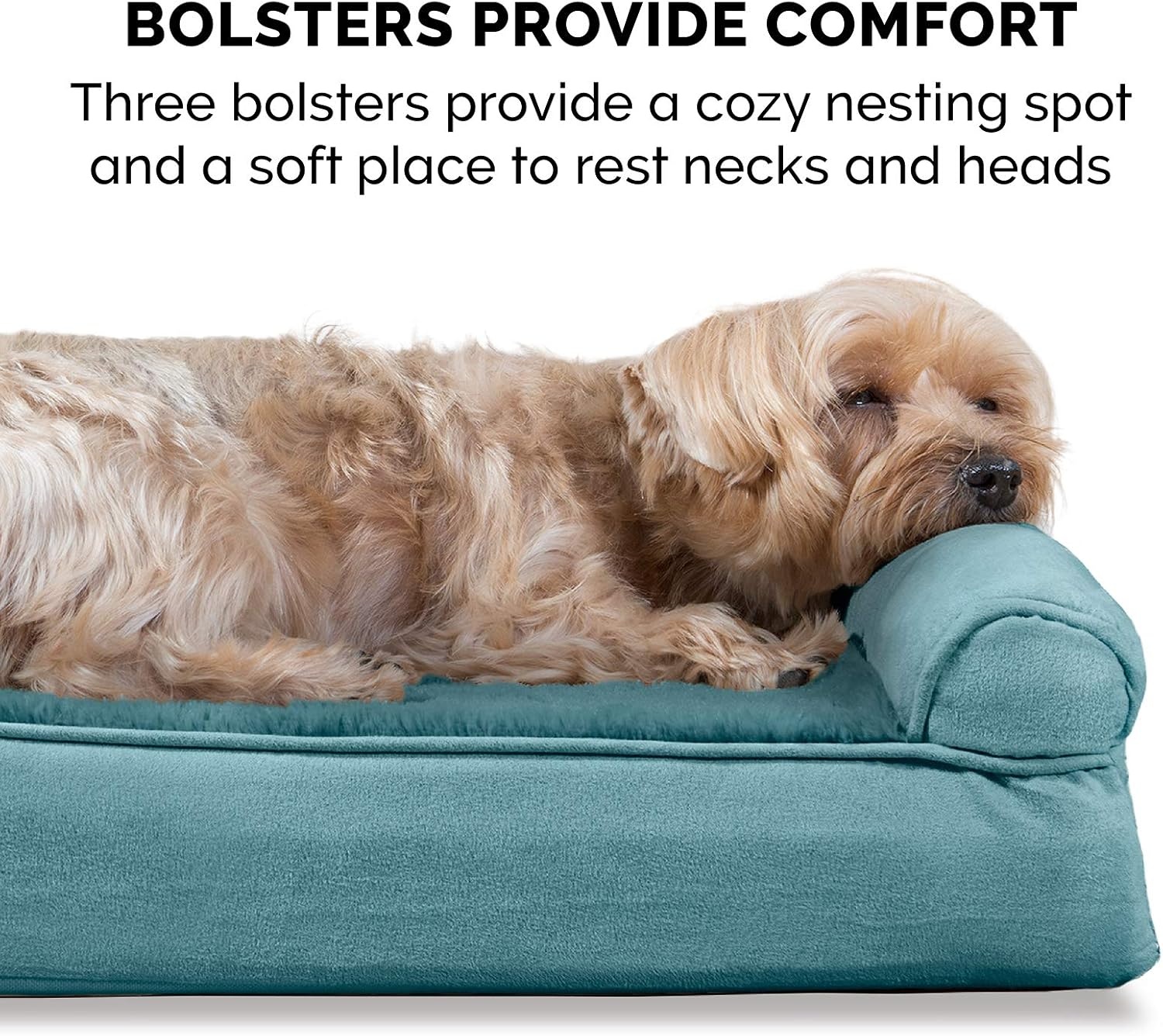 image:imageFurhaven Orthopedic Dog Bed for LargeMedium Dogs w Removable Bolsters amp Washable Cover For Dogs Up to 55 lbs Plush amp Suede Sofa Gray LargeDeep Pool