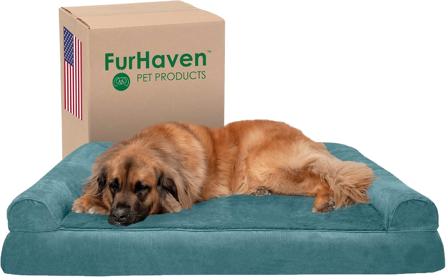 image:imageFurhaven Orthopedic Dog Bed for LargeMedium Dogs w Removable Bolsters amp Washable Cover For Dogs Up to 55 lbs Plush amp Suede Sofa Gray LargeDeep Pool