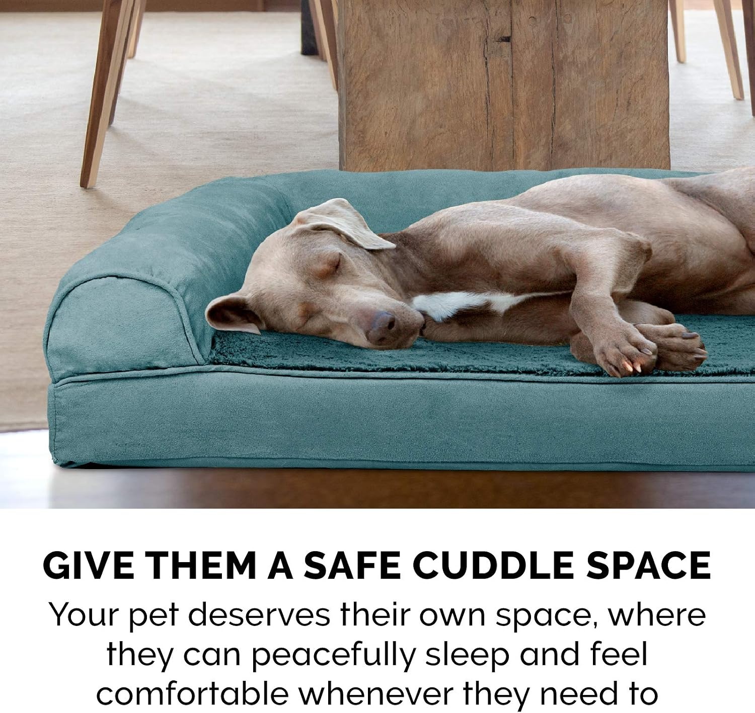 image:imageFurhaven Orthopedic Dog Bed for LargeMedium Dogs w Removable Bolsters amp Washable Cover For Dogs Up to 55 lbs Plush amp Suede Sofa Gray LargeDeep Pool