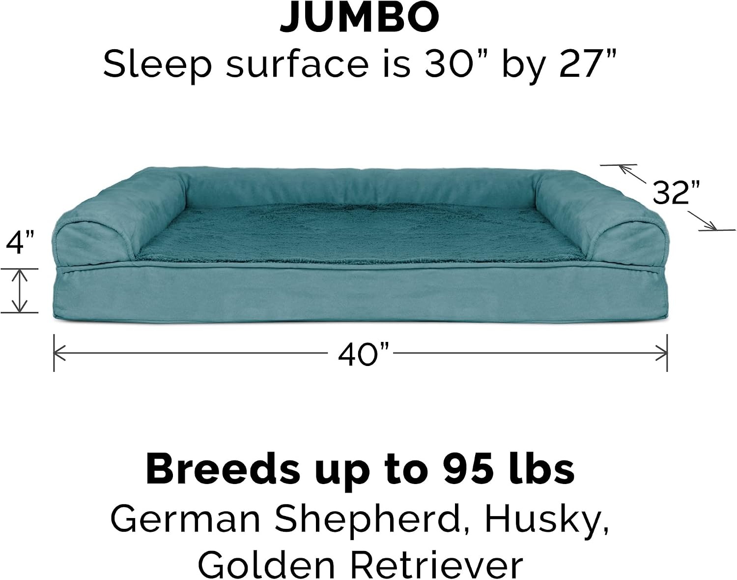 image:imageFurhaven Orthopedic Dog Bed for LargeMedium Dogs w Removable Bolsters amp Washable Cover For Dogs Up to 55 lbs Plush amp Suede Sofa Gray LargeDeep Pool
