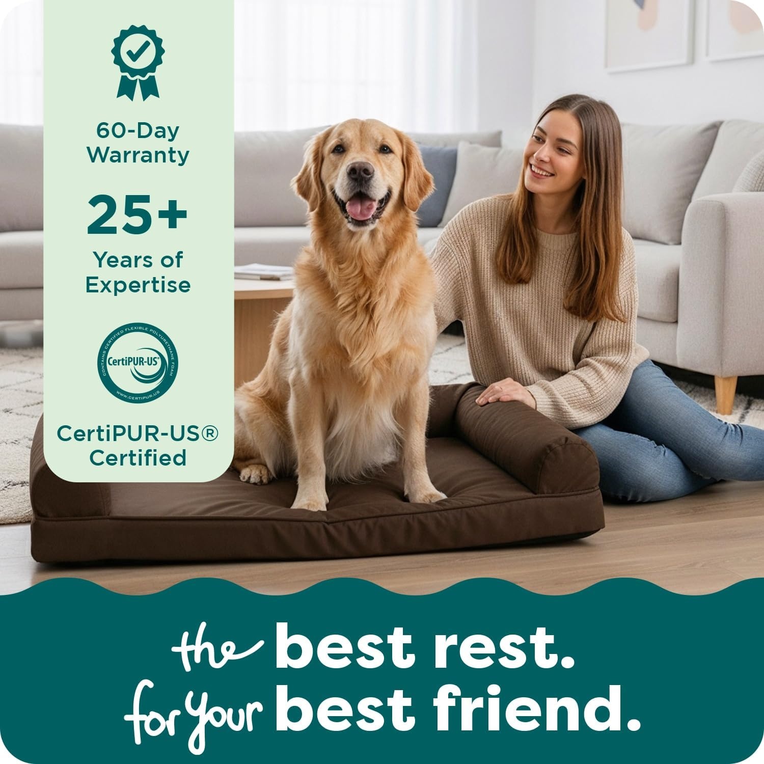 image:imageFurhaven Orthopedic Dog Bed for LargeMedium Dogs w Removable Bolsters amp Washable Cover For Dogs Up to 55 lbs Plush amp Suede Sofa Gray LargeEspresso