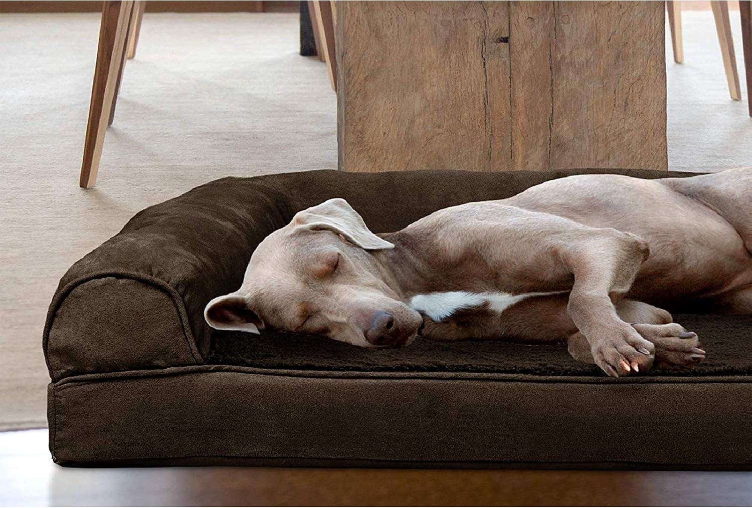 image:imageFurhaven Orthopedic Dog Bed for LargeMedium Dogs w Removable Bolsters amp Washable Cover For Dogs Up to 55 lbs Plush amp Suede Sofa Gray LargeEspresso