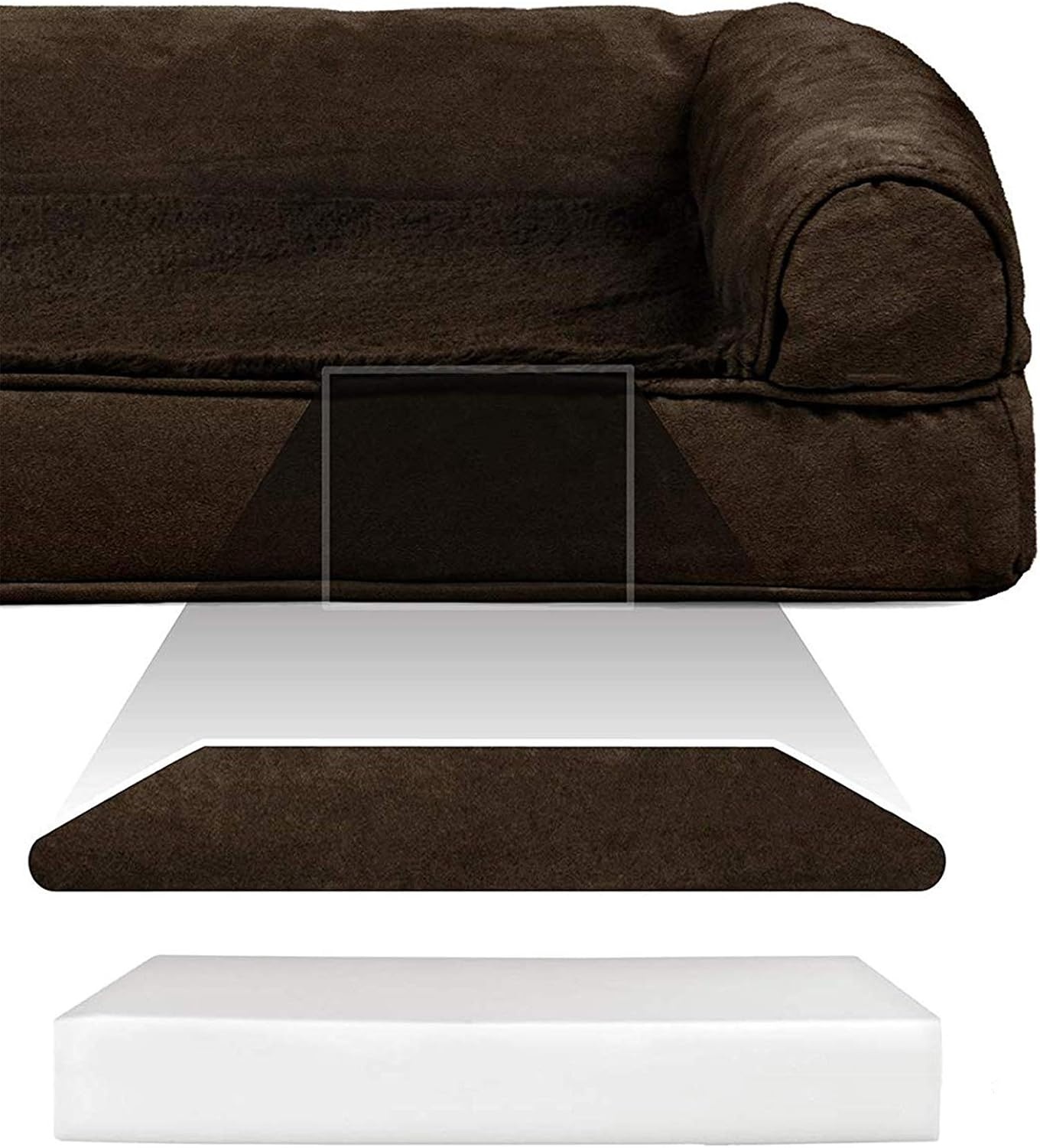 image:imageFurhaven Orthopedic Dog Bed for LargeMedium Dogs w Removable Bolsters amp Washable Cover For Dogs Up to 55 lbs Plush amp Suede Sofa Gray LargeEspresso
