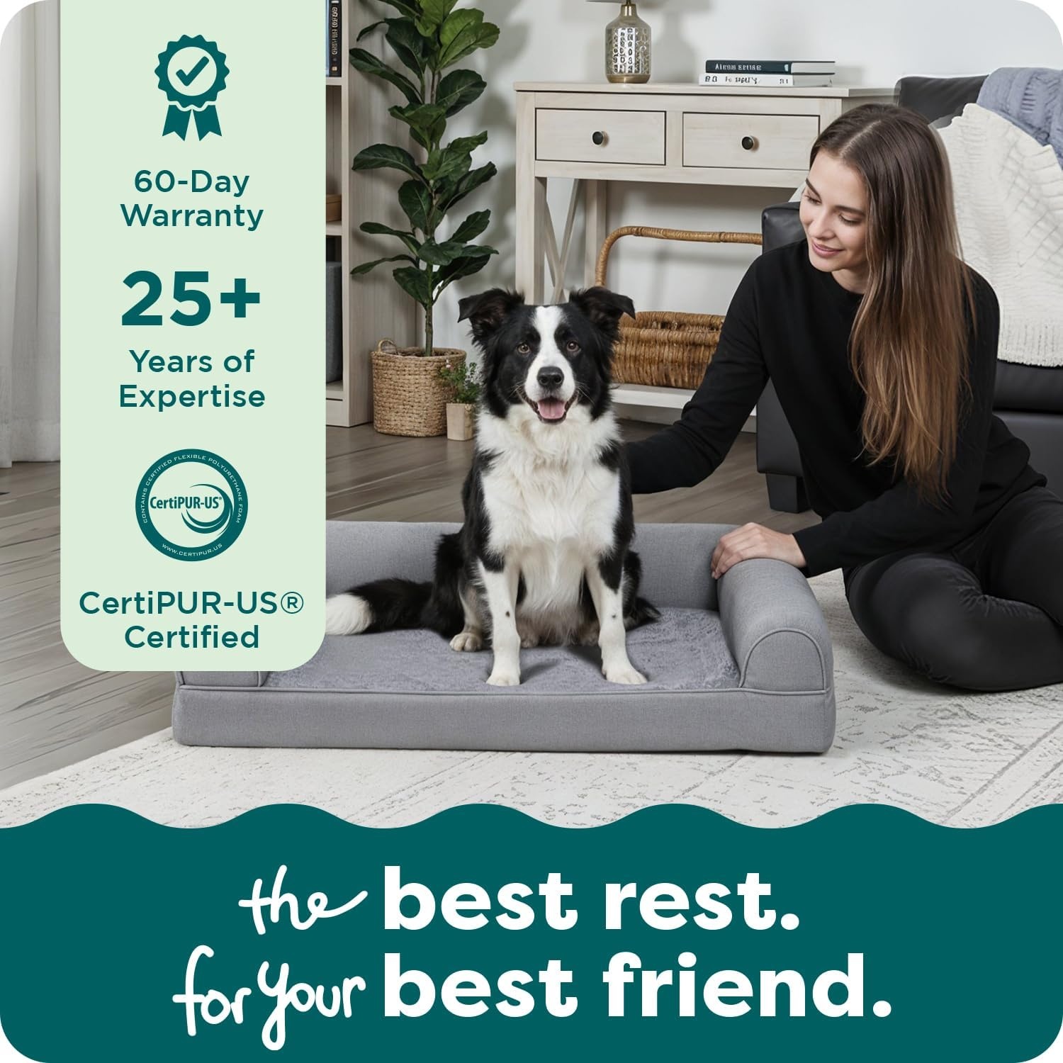 image:imageFurhaven Orthopedic Dog Bed for LargeMedium Dogs w Removable Bolsters amp Washable Cover For Dogs Up to 55 lbs Plush amp Suede Sofa Gray LargeGray