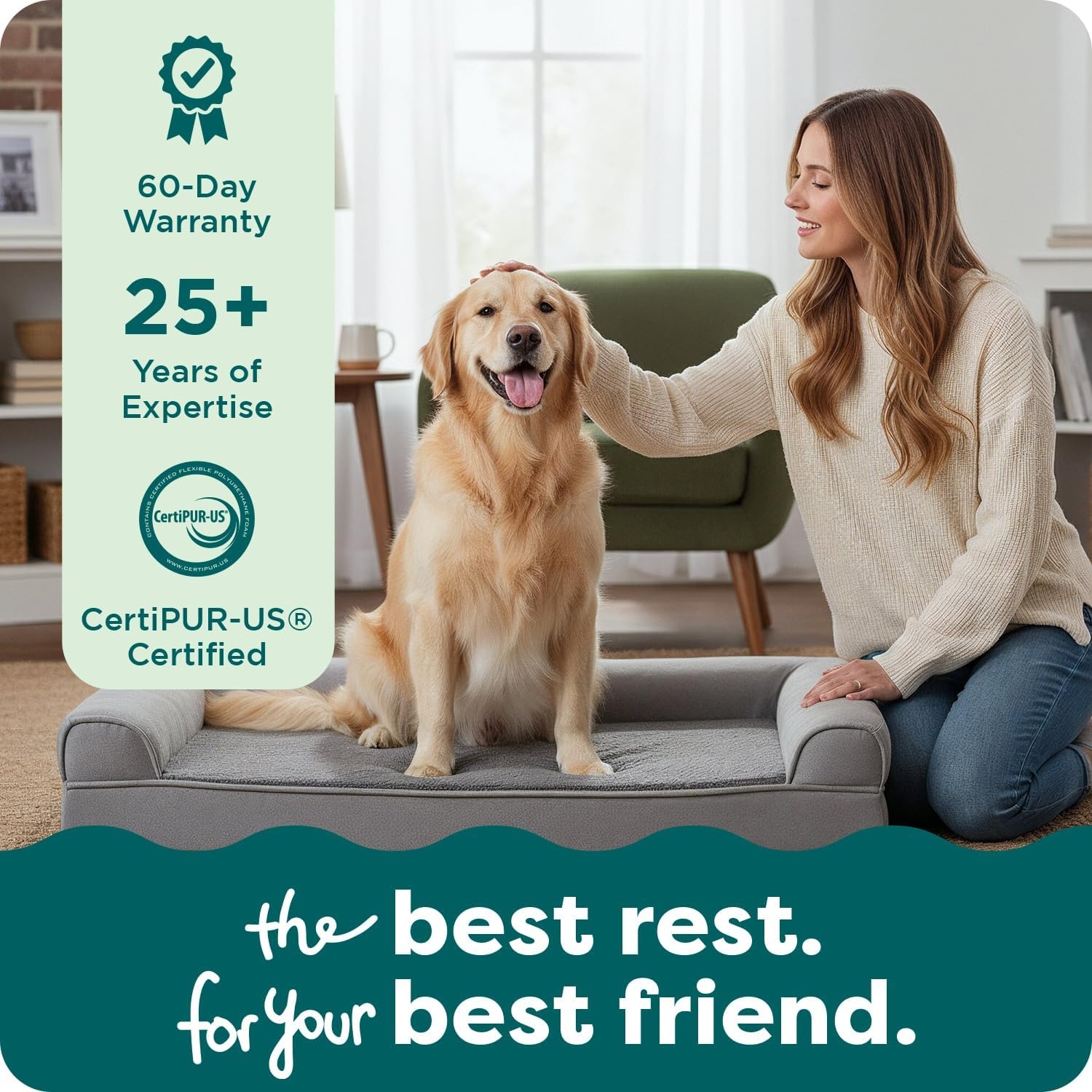 image:imageFurhaven Orthopedic Dog Bed for LargeMedium Dogs w Removable Bolsters amp Washable Cover For Dogs Up to 55 lbs Plush amp Suede Sofa Gray LargeGray