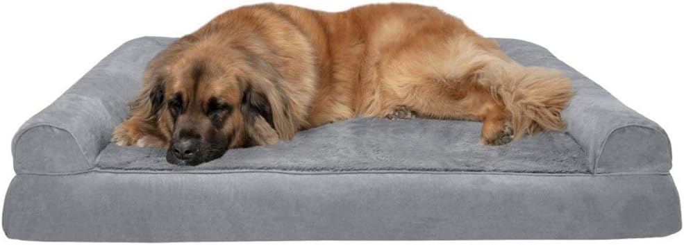 image:imageFurhaven Orthopedic Dog Bed for LargeMedium Dogs w Removable Bolsters amp Washable Cover For Dogs Up to 55 lbs Plush amp Suede Sofa Gray LargeGray