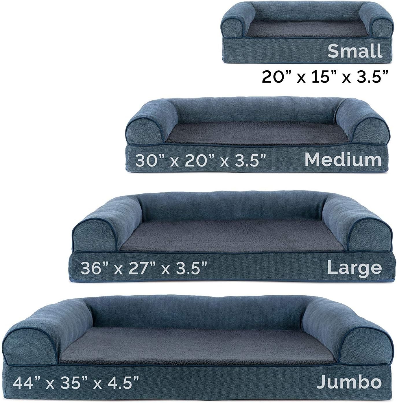 image:imageFurhaven Orthopedic Dog Bed for LargeMedium Dogs w Removable Bolsters amp Washable Cover For Dogs Up to 55 lbs Plush amp Suede Sofa Gray LargeOrion Blue