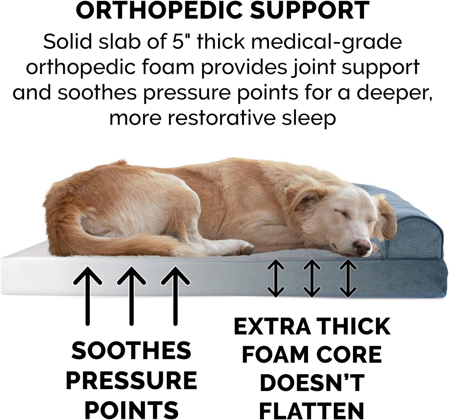 image:imageFurhaven Orthopedic Dog Bed for LargeMedium Dogs w Removable Bolsters amp Washable Cover For Dogs Up to 55 lbs Plush amp Suede Sofa Gray LargeOrion Blue