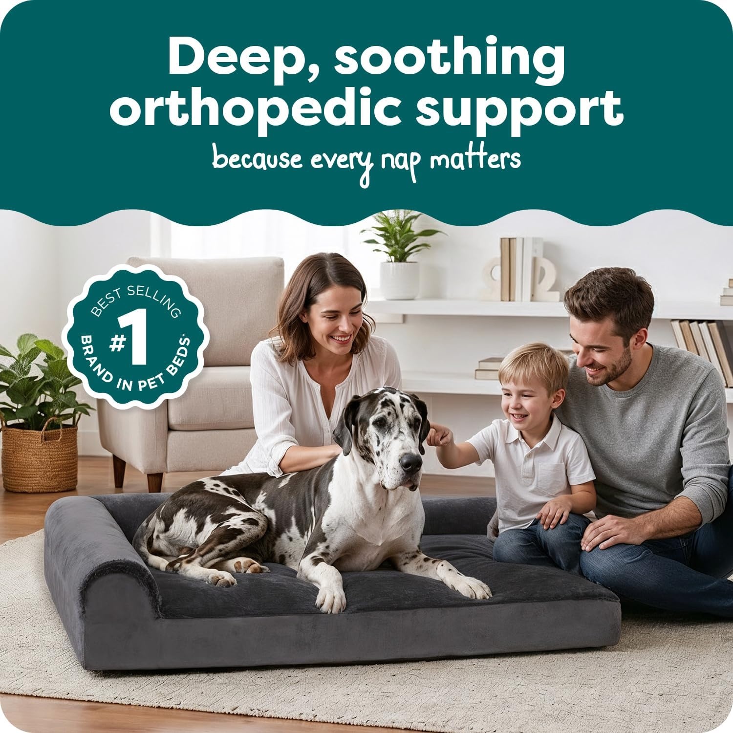 image:imageFurhaven Orthopedic Dog Bed for MediumSmall Dogs w Removable Bolsters amp Washable Cover For Dogs Up to 35 lbs TwoTone Plush Faux Fur amp Suede L Shaped Chaise Dark Sage MediumPlatinum Gray