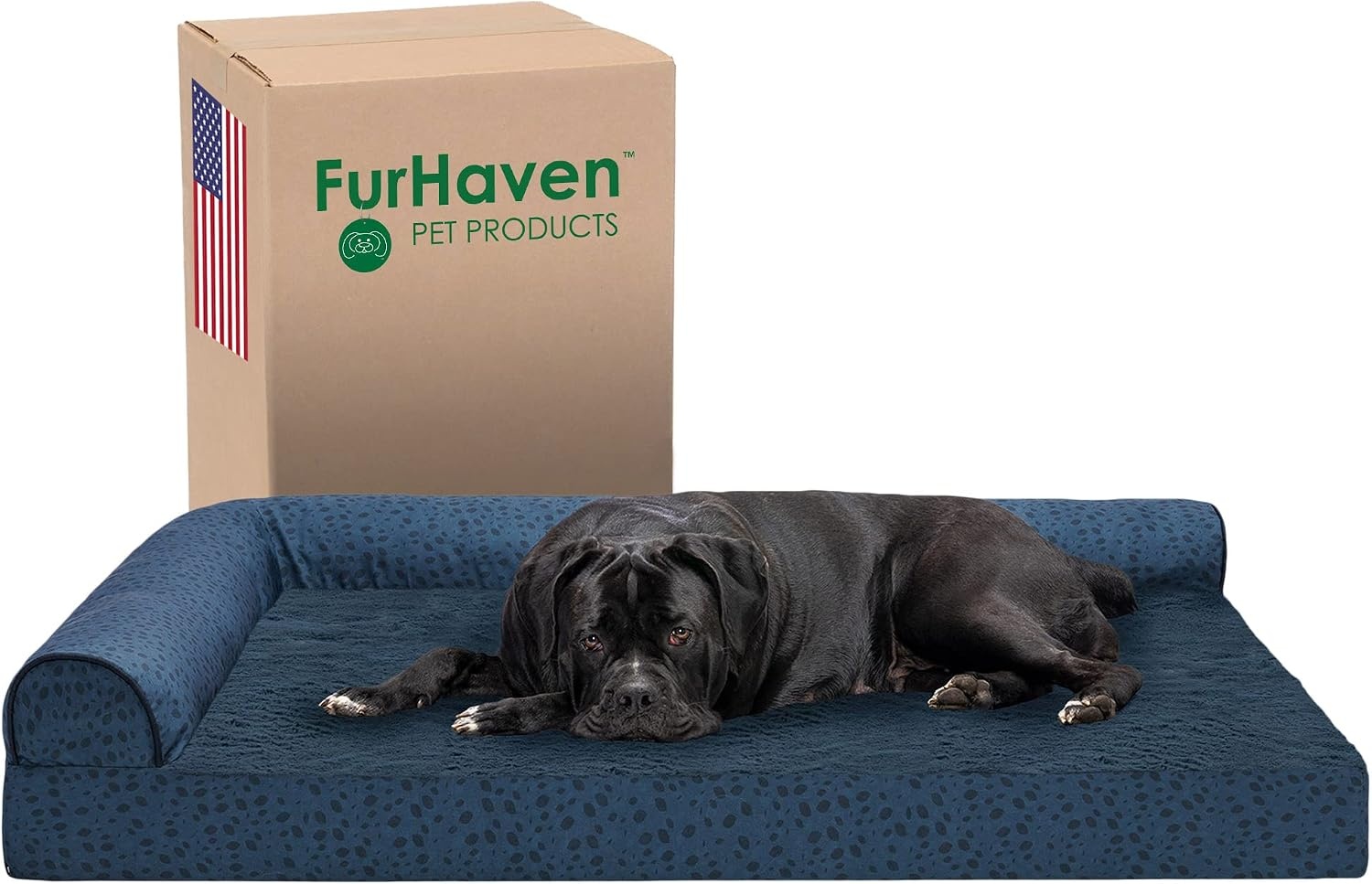 image:imageFurhaven Orthopedic Dog Bed for MediumSmall Dogs w Removable Bolsters amp Washable Cover For Dogs Up to 35 lbs TwoTone Plush Faux Fur amp Suede L Shaped Chaise Dark Sage MediumBlue Almonds