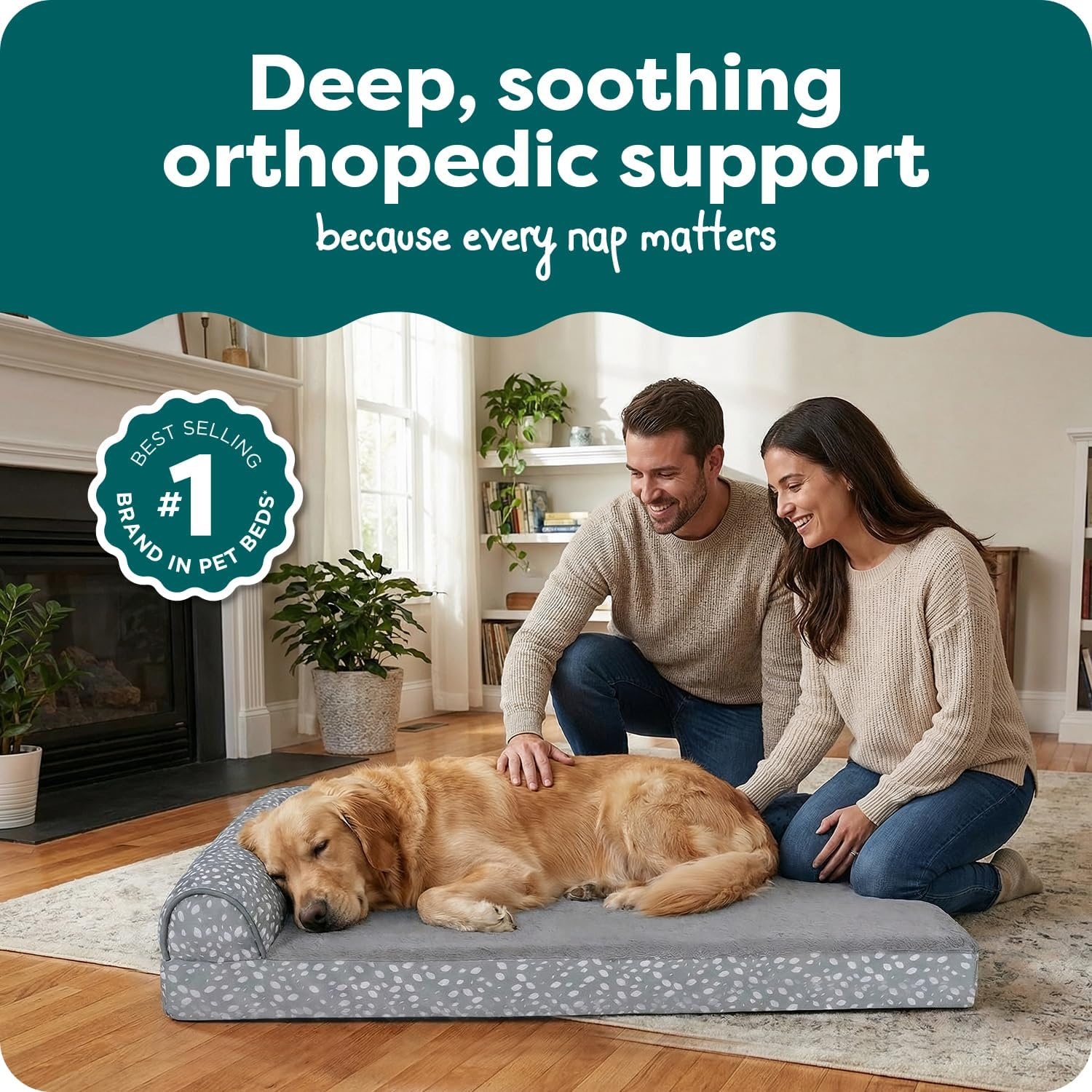 image:imageFurhaven Orthopedic Dog Bed for MediumSmall Dogs w Removable Bolsters amp Washable Cover For Dogs Up to 35 lbs TwoTone Plush Faux Fur amp Suede L Shaped Chaise Dark Sage MediumGray Almonds