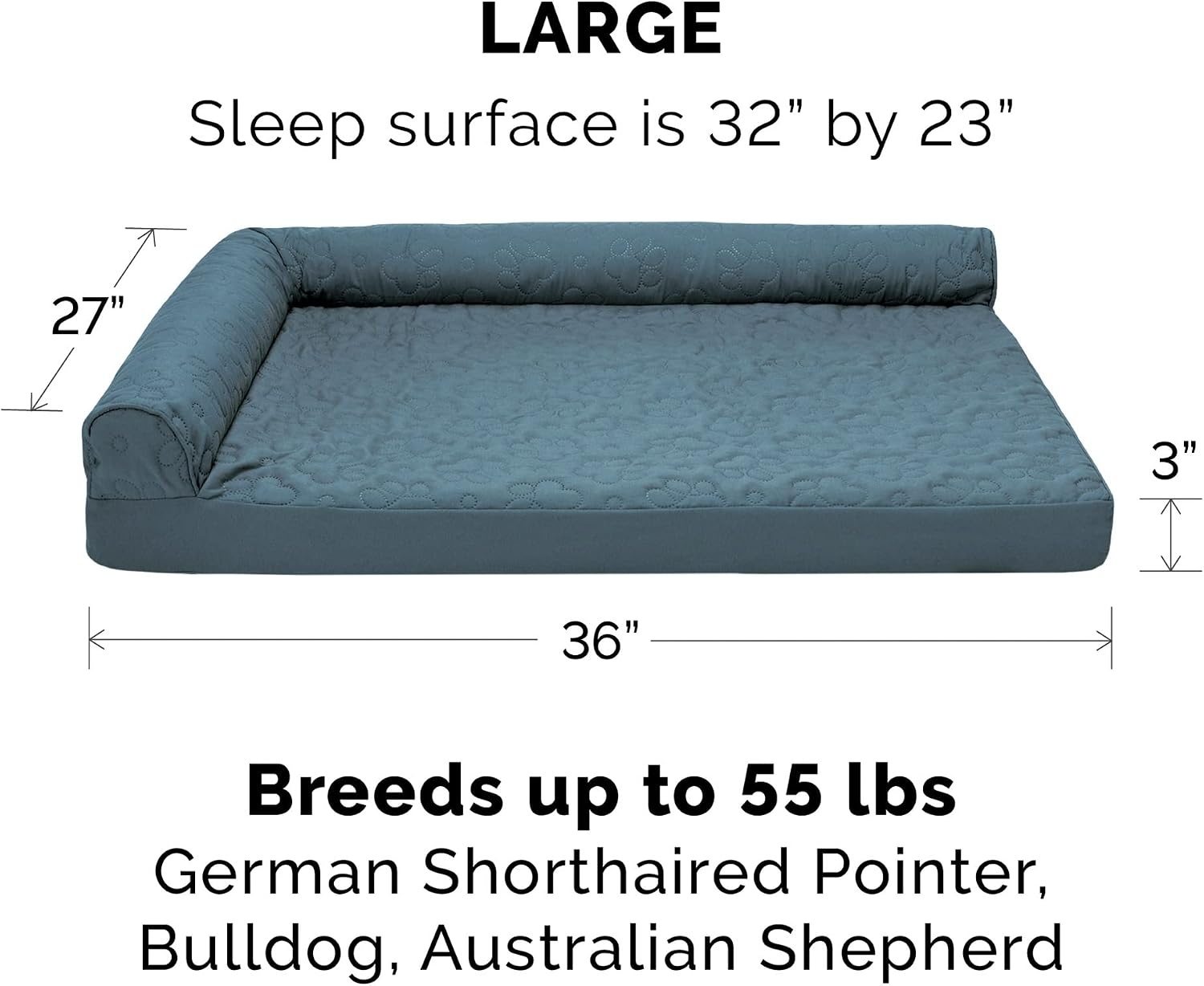 image:imageFurhaven Orthopedic Dog Bed for MediumSmall Dogs w Removable Bolsters amp Washable Cover For Dogs Up to 35 lbs TwoTone Plush Faux Fur amp Suede L Shaped Chaise Dark Sage MediumBluestone
