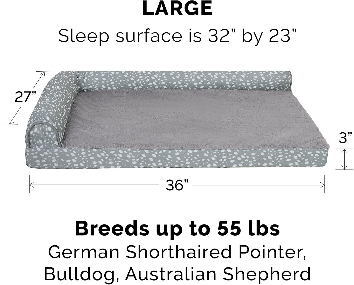image:imageFurhaven Orthopedic Dog Bed for MediumSmall Dogs w Removable Bolsters amp Washable Cover For Dogs Up to 35 lbs TwoTone Plush Faux Fur amp Suede L Shaped Chaise Dark Sage MediumGray Almonds