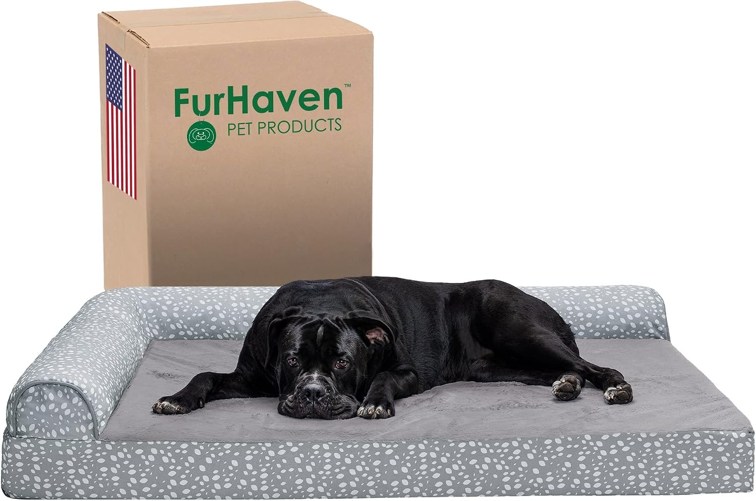 image:imageFurhaven Orthopedic Dog Bed for MediumSmall Dogs w Removable Bolsters amp Washable Cover For Dogs Up to 35 lbs TwoTone Plush Faux Fur amp Suede L Shaped Chaise Dark Sage MediumGray Almonds