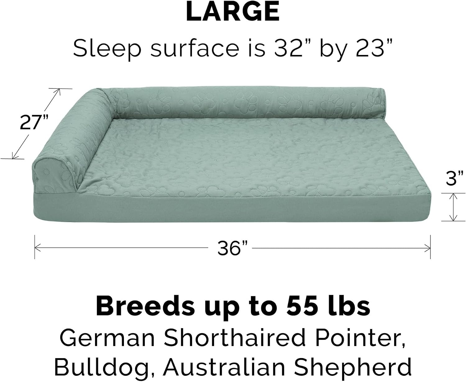 image:imageFurhaven Orthopedic Dog Bed for MediumSmall Dogs w Removable Bolsters amp Washable Cover For Dogs Up to 35 lbs TwoTone Plush Faux Fur amp Suede L Shaped Chaise Dark Sage MediumIceberg Green