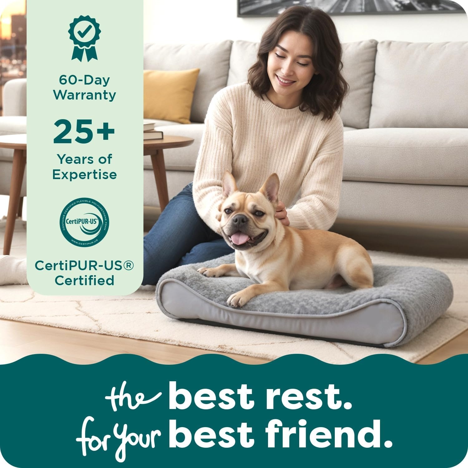 image:imageFurhaven Orthopedic Dog Bed for MediumSmall Dogs w Removable Washable Cover For Dogs Up to 23 lbs Ultra Plush Faux Fur amp Suede Luxe Lounger Contour Mattress Chocolate Medium