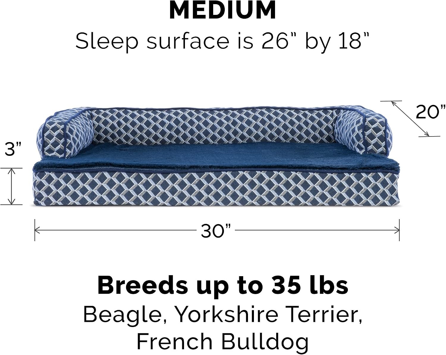 image:imageFurhaven Replacement Dog Bed Cover Comfy Couch Plush amp Dcor SofaStyle Machine Washable Diamond Brown LargeDiamond Blue