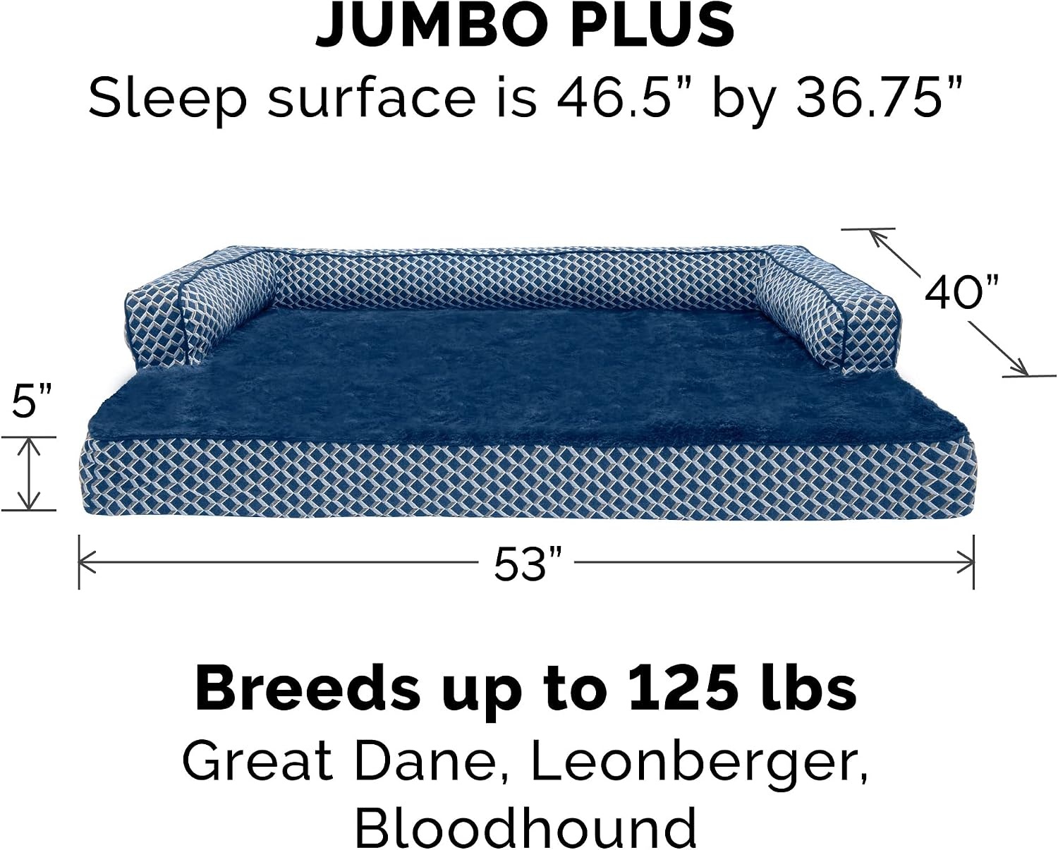 image:imageFurhaven Replacement Dog Bed Cover Comfy Couch Plush amp Dcor SofaStyle Machine Washable Diamond Brown LargeDiamond Blue