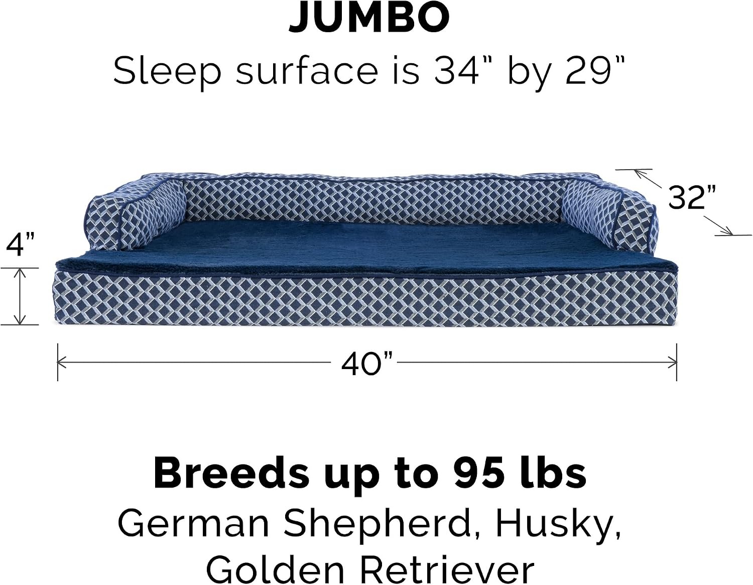 image:imageFurhaven Replacement Dog Bed Cover Comfy Couch Plush amp Dcor SofaStyle Machine Washable Diamond Brown LargeDiamond Blue