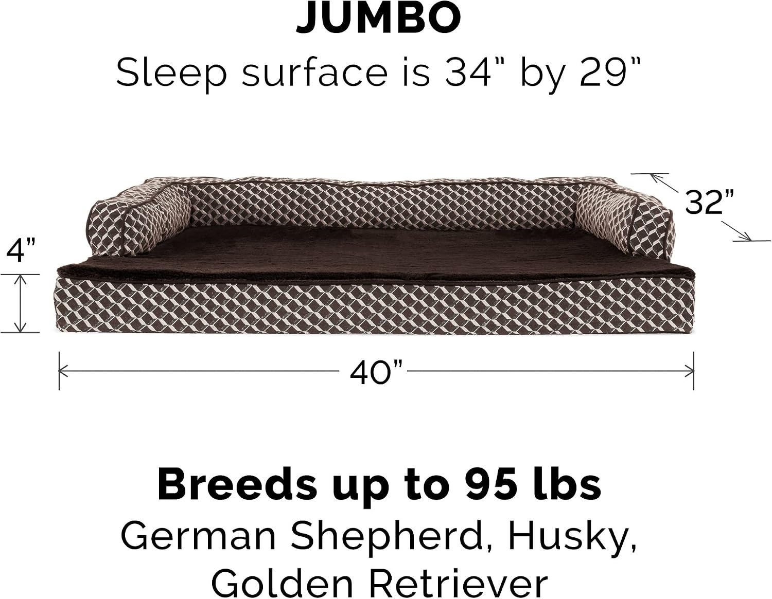 image:imageFurhaven Replacement Dog Bed Cover Comfy Couch Plush amp Dcor SofaStyle Machine Washable Diamond Brown LargeDiamond Brown