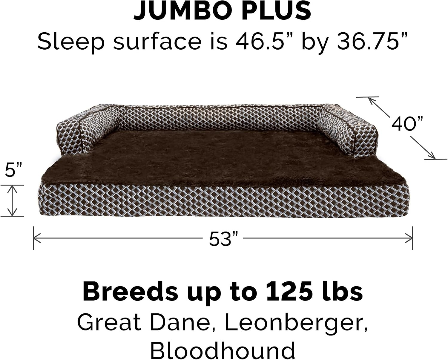 image:imageFurhaven Replacement Dog Bed Cover Comfy Couch Plush amp Dcor SofaStyle Machine Washable Diamond Brown LargeDiamond Brown