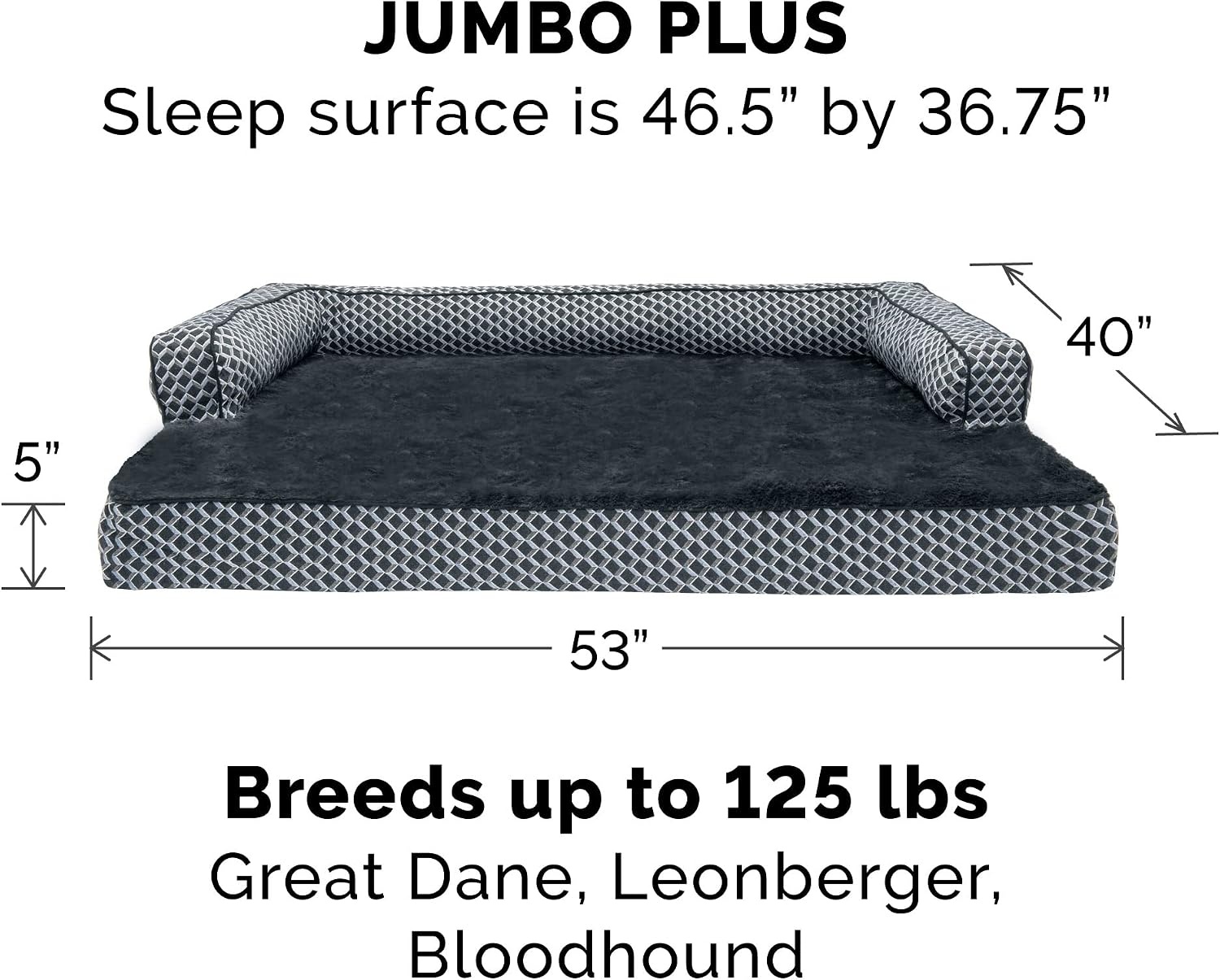 image:imageFurhaven Replacement Dog Bed Cover Comfy Couch Plush amp Dcor SofaStyle Machine Washable Diamond Brown LargeDiamond Gray