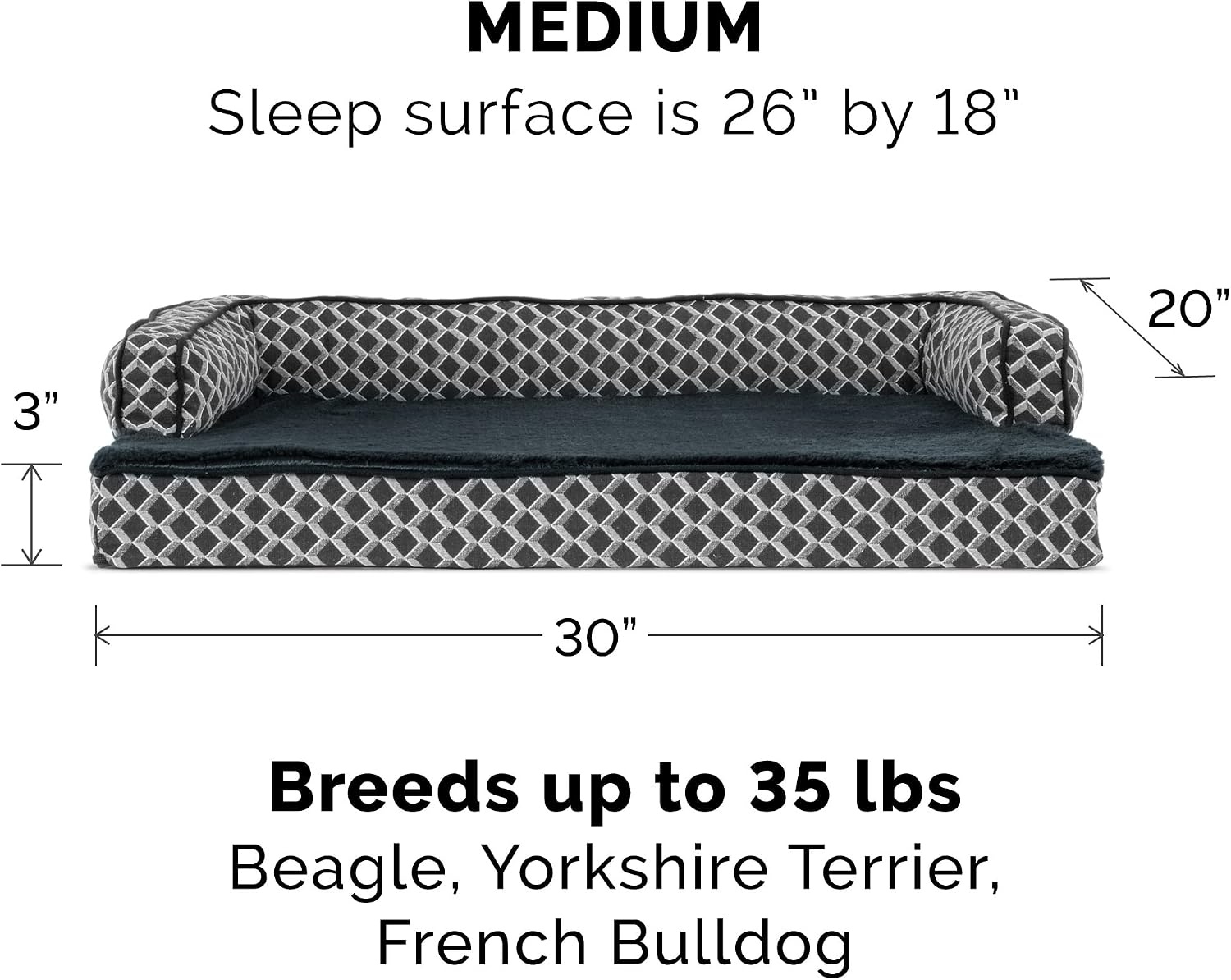image:imageFurhaven Replacement Dog Bed Cover Comfy Couch Plush amp Dcor SofaStyle Machine Washable Diamond Brown LargeDiamond Gray