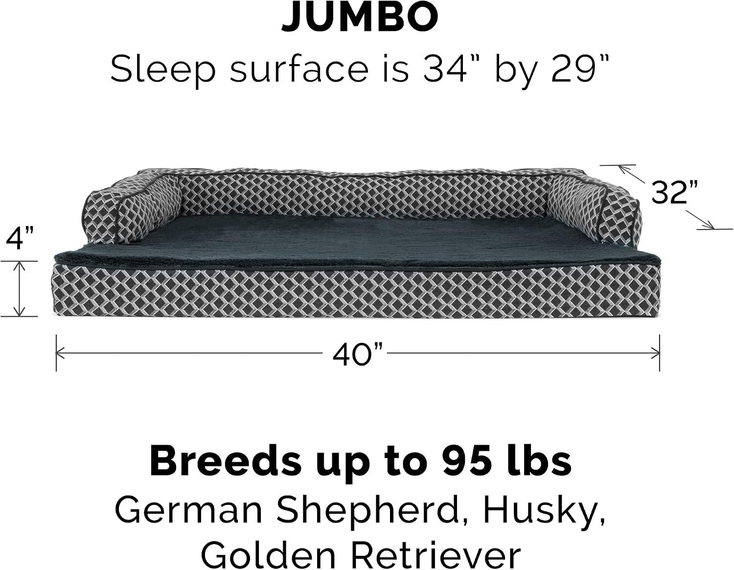 image:imageFurhaven Replacement Dog Bed Cover Comfy Couch Plush amp Dcor SofaStyle Machine Washable Diamond Brown LargeDiamond Gray