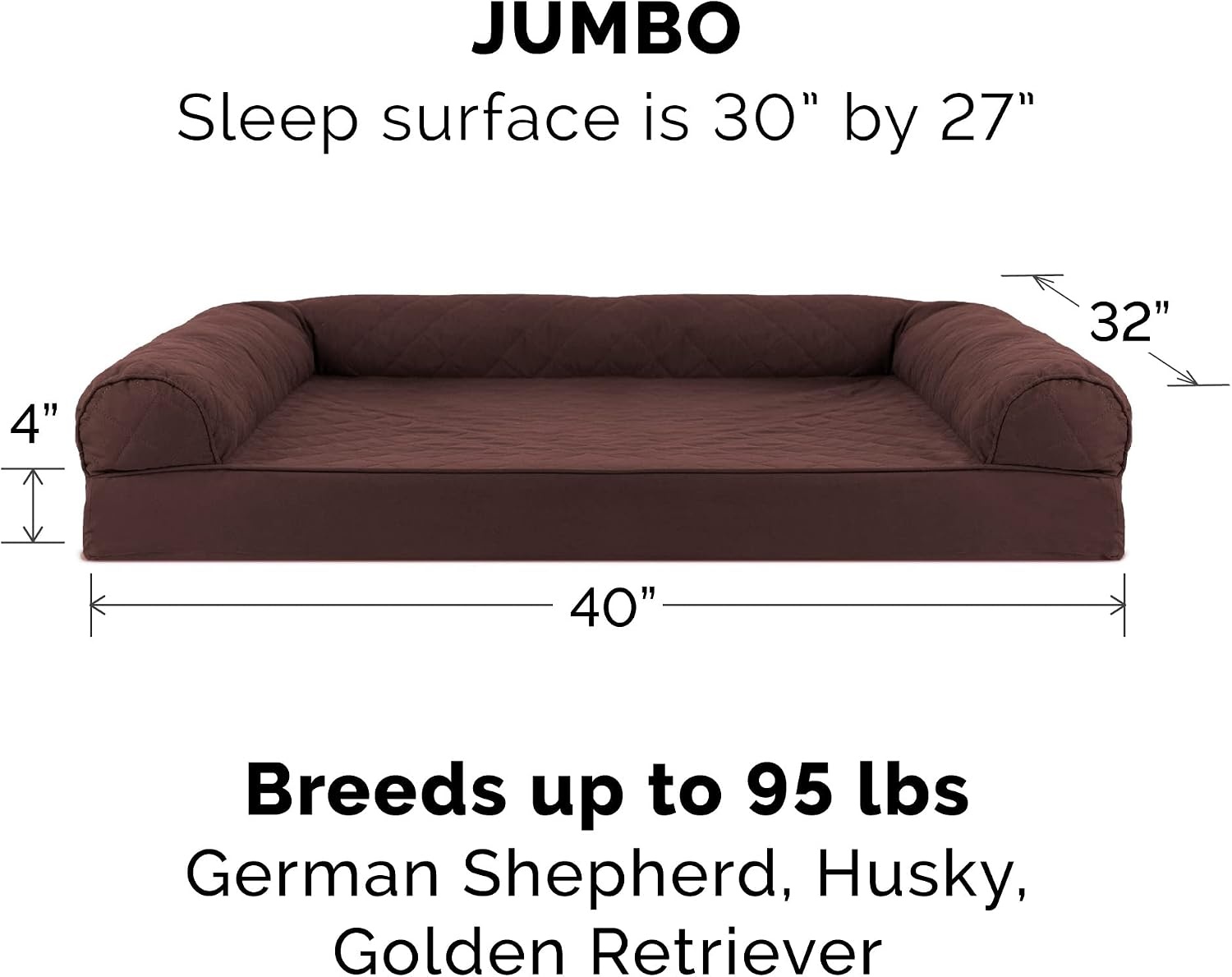 image:imageFurhaven Replacement Dog Bed Cover Quilted SofaStyle Machine Washable Iron Gray Jumbo XLargeCoffee