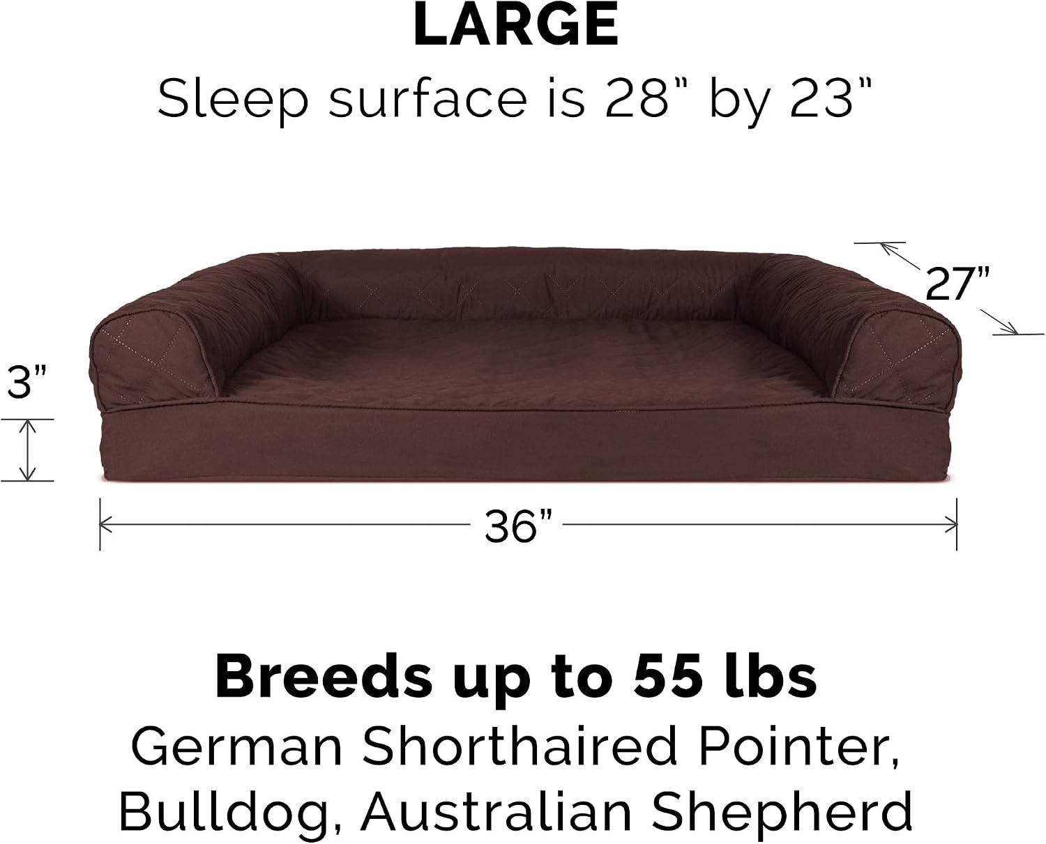 image:imageFurhaven Replacement Dog Bed Cover Quilted SofaStyle Machine Washable Iron Gray Jumbo XLargeCoffee